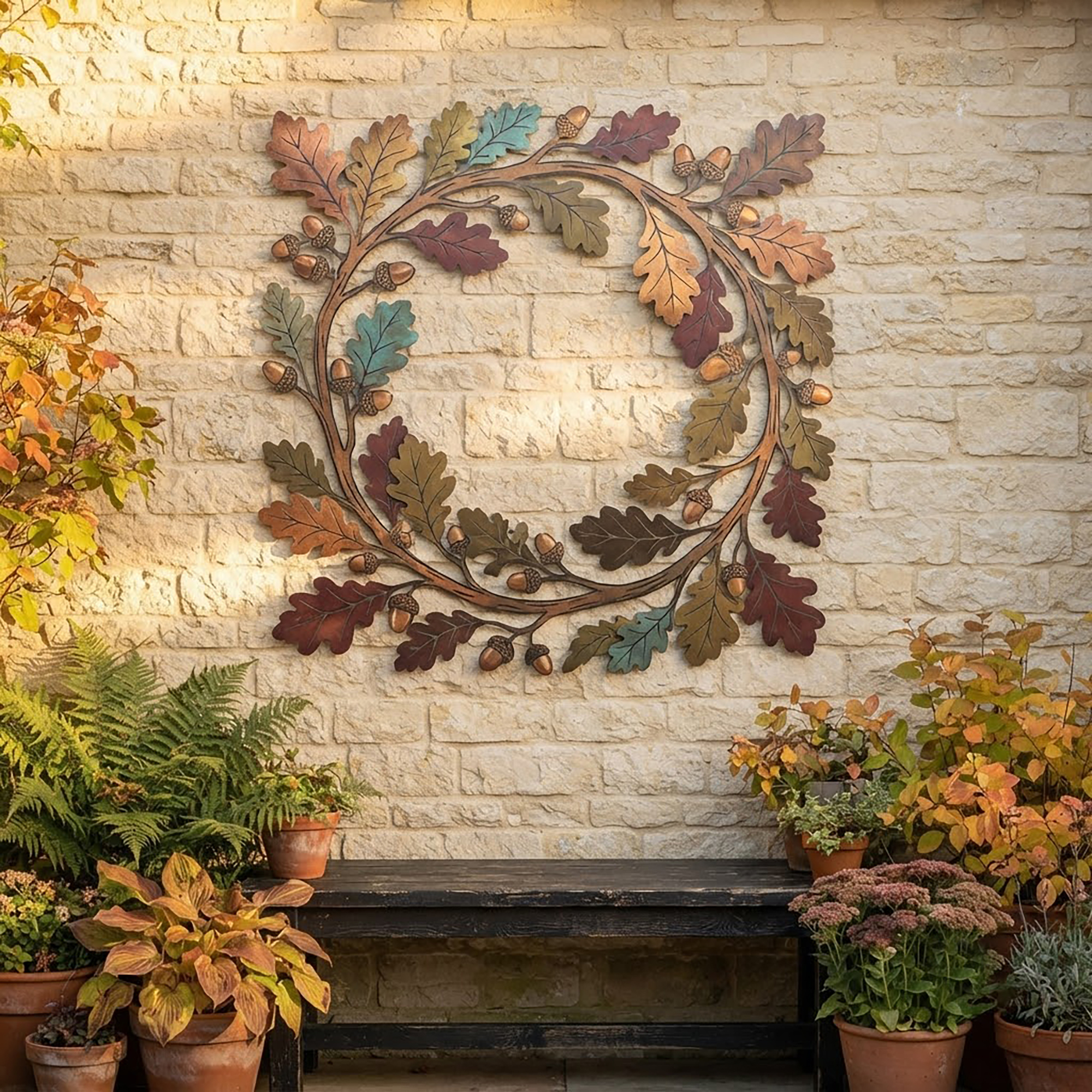Oak Leaf and Acorn Metal Wall Art