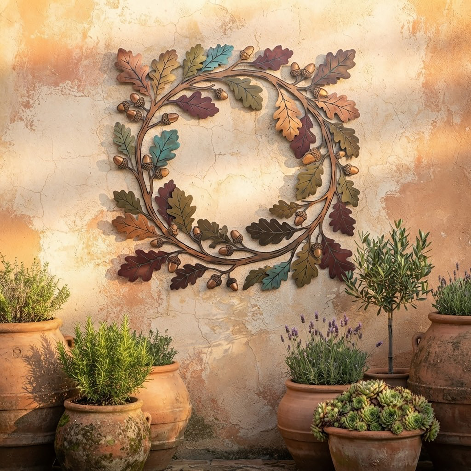 Oak Leaf and Acorn Metal Wall Art - product view 2