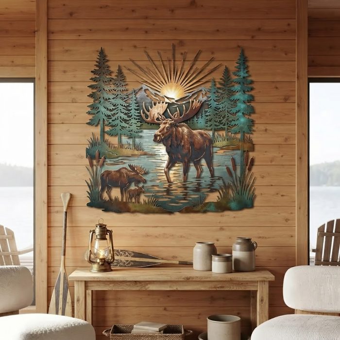 Moose Family Metal Wall Art