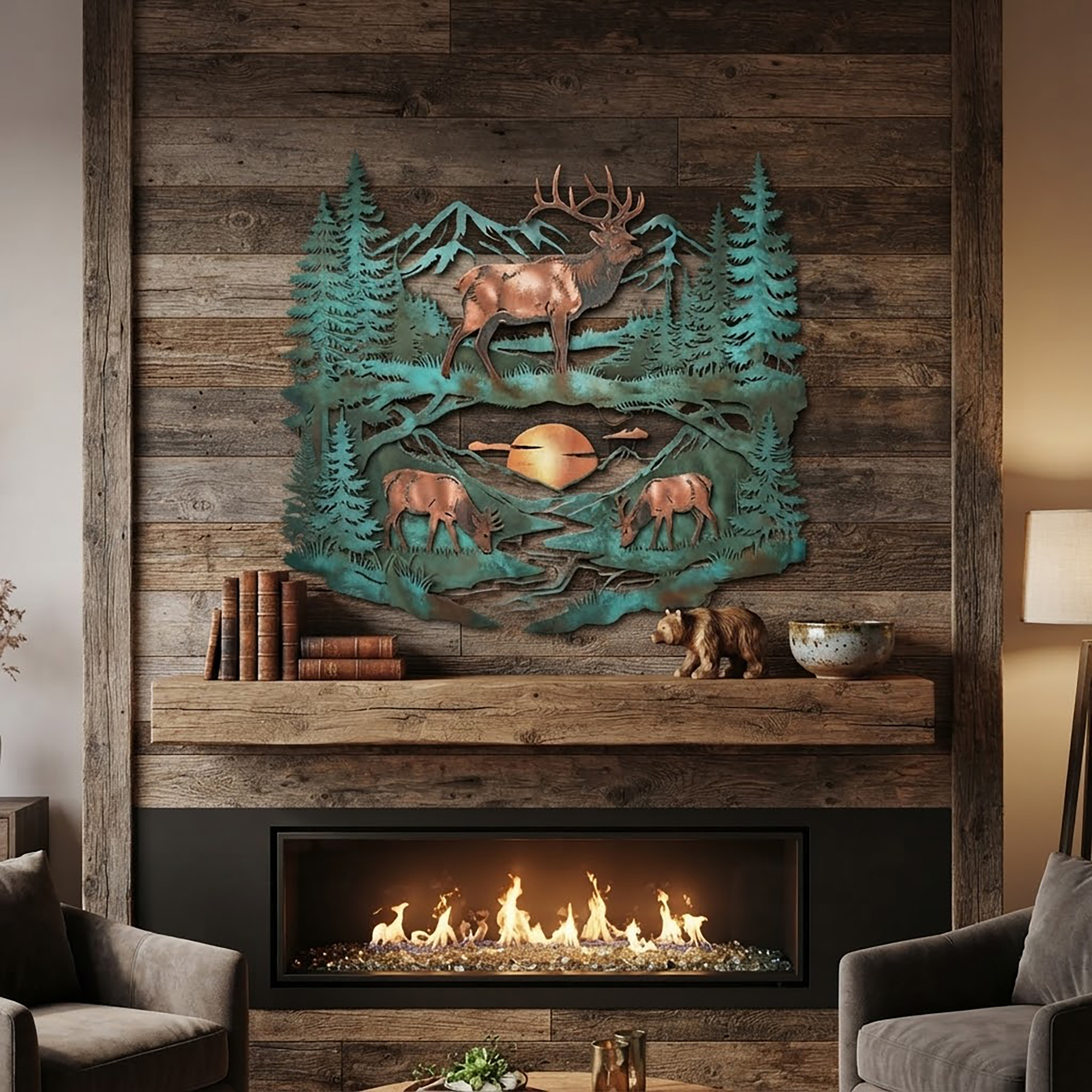 Elk Herd Metal Wall Art - product view 2