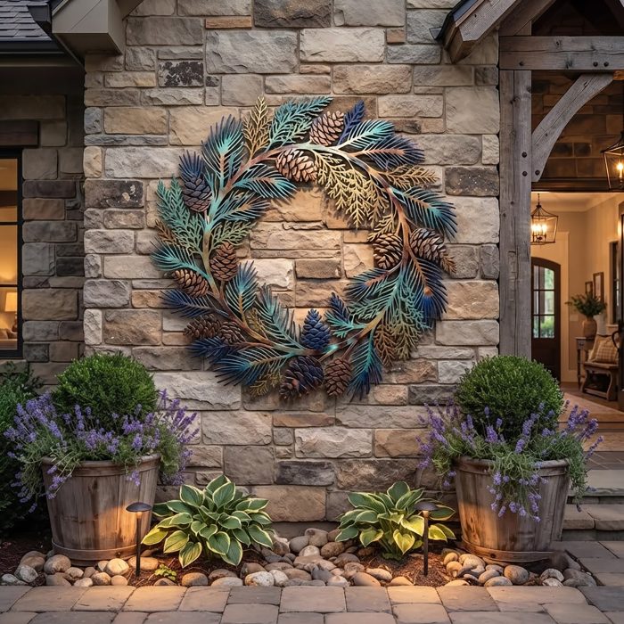 Pine Cone Metal Wall Wreath