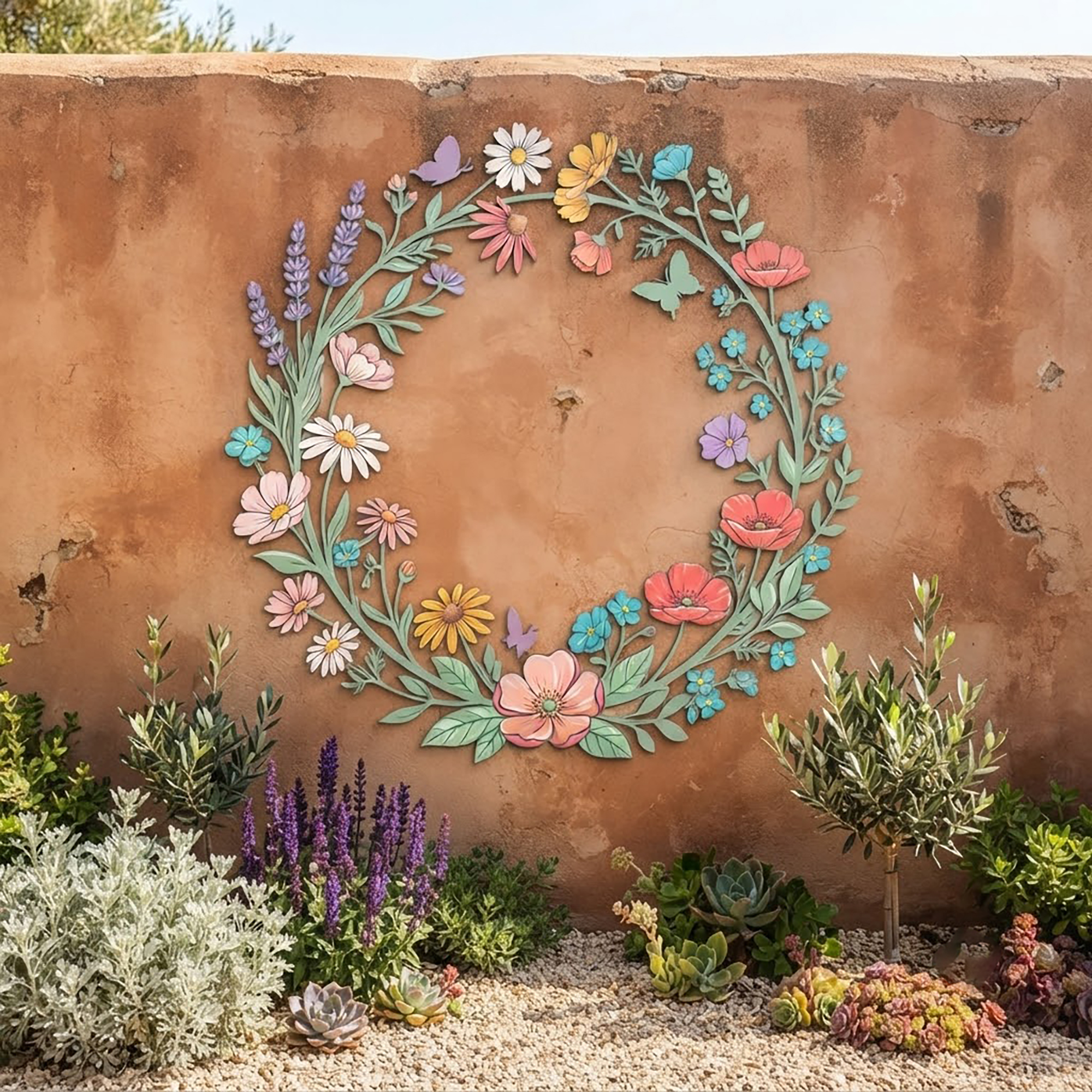 Wildflower Metal Wall Wreath - product view 2