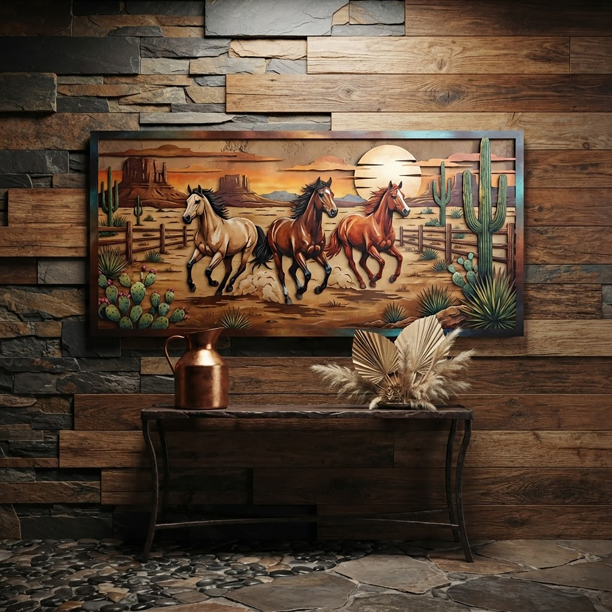 Wild Horses Metal Wall Art - product view 2