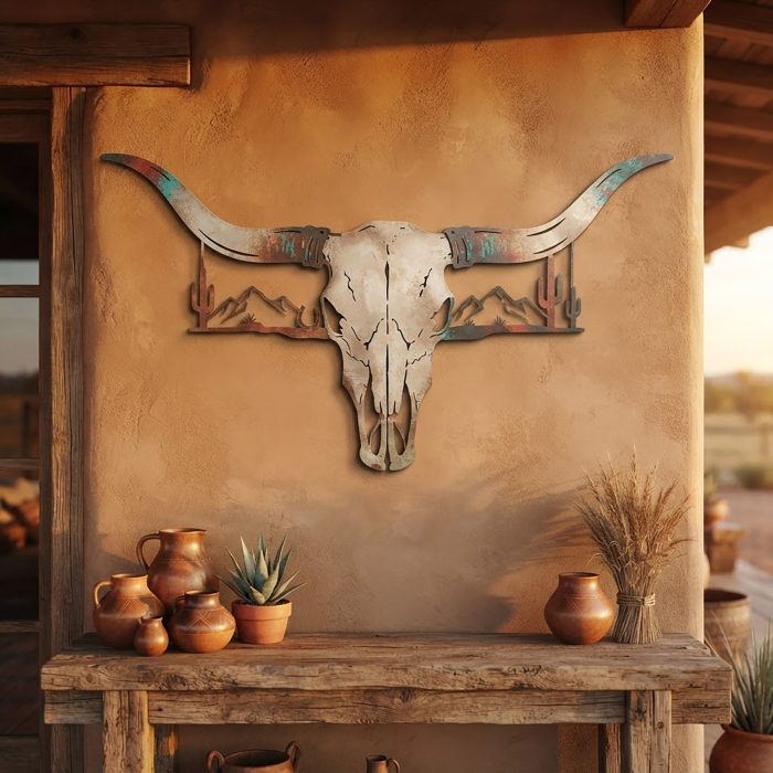 Longhorn Skull Metal Wall Art