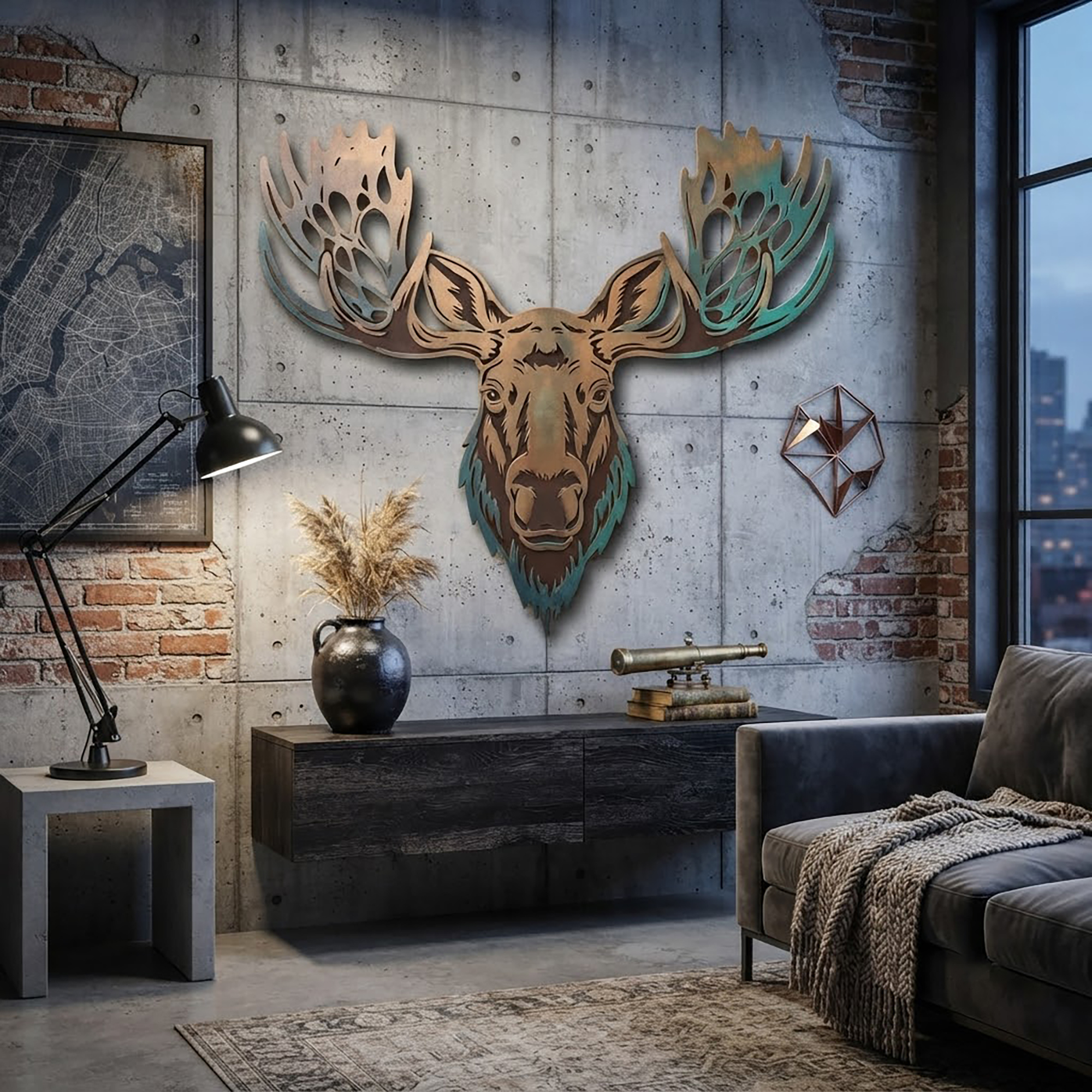 Moose Head Metal Wall Art - product view 2