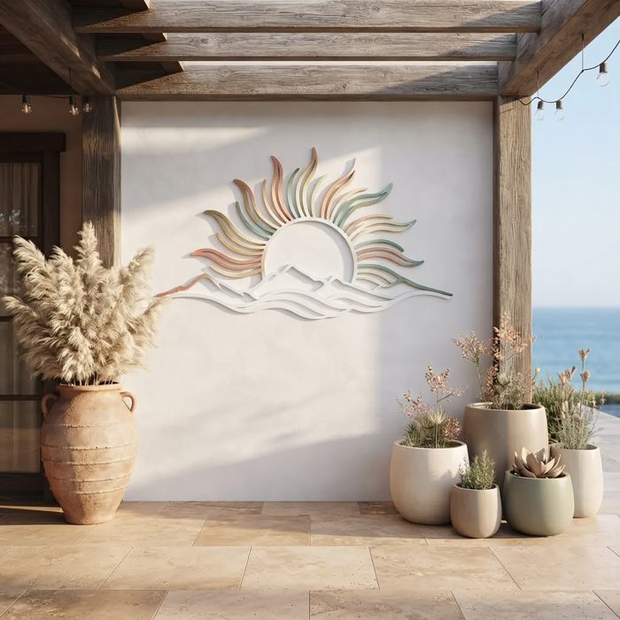 Sun and Ocean Waves Metal Wall Art