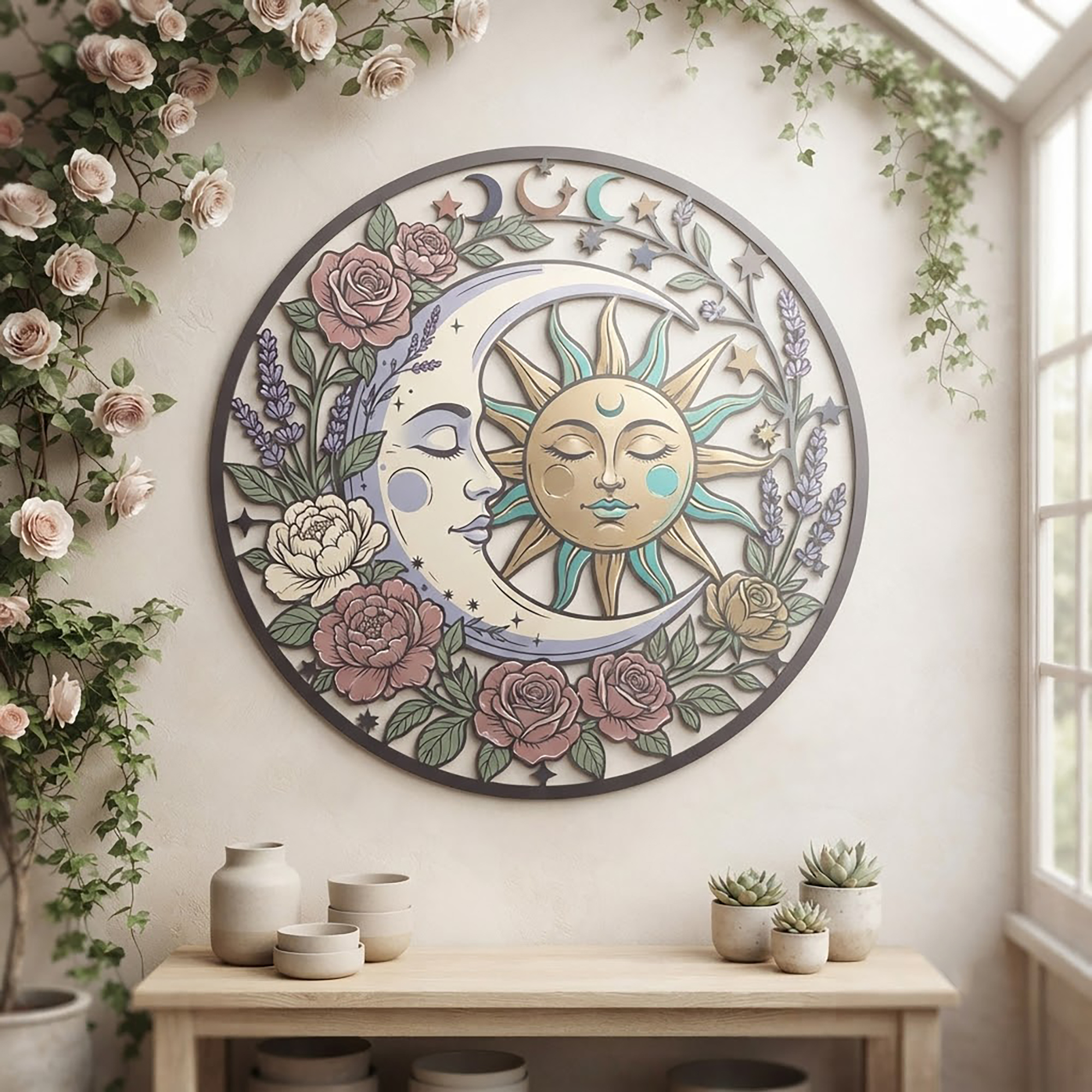 Sun and Moon Metal Wall Art