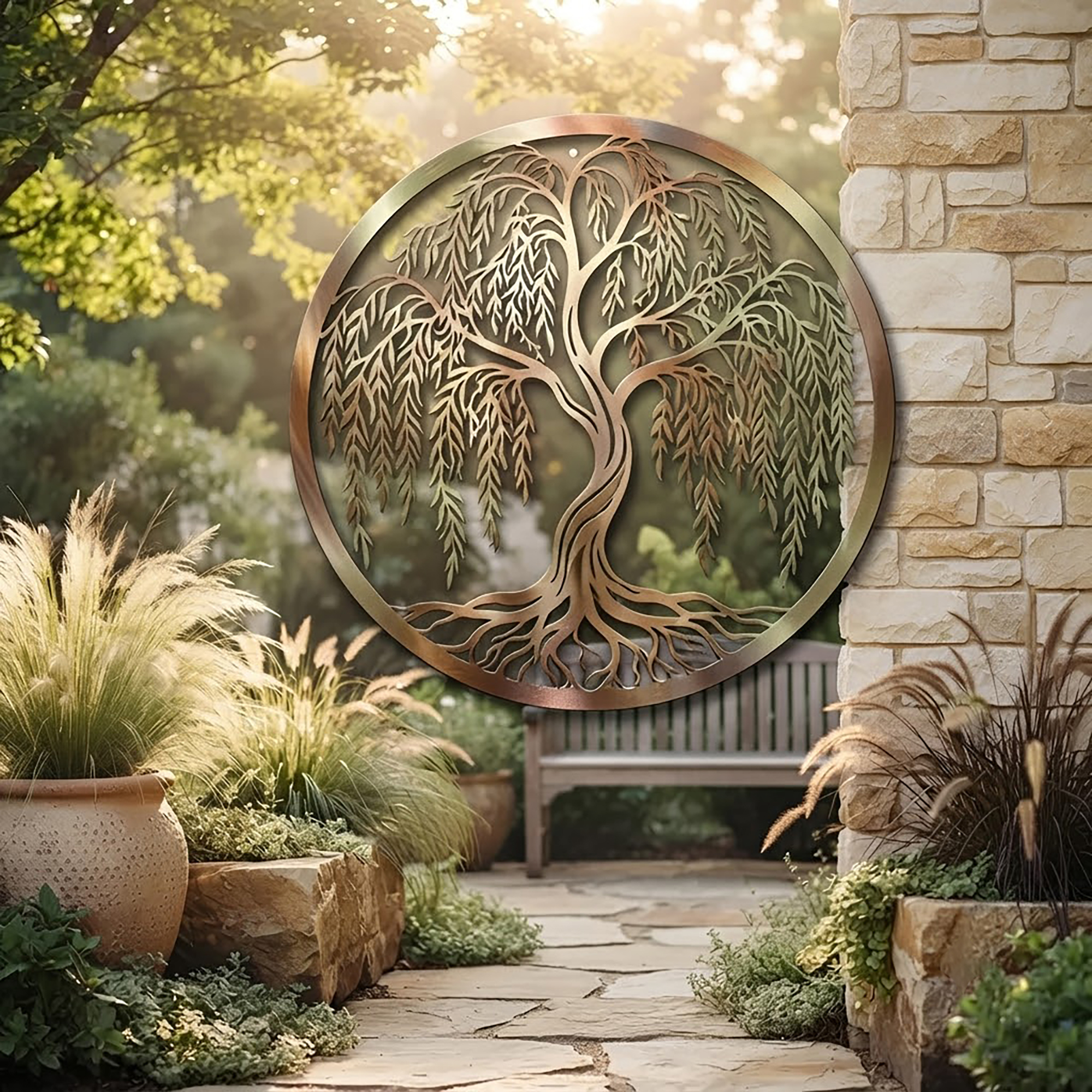 Weeping Willow Tree Metal Wall Art