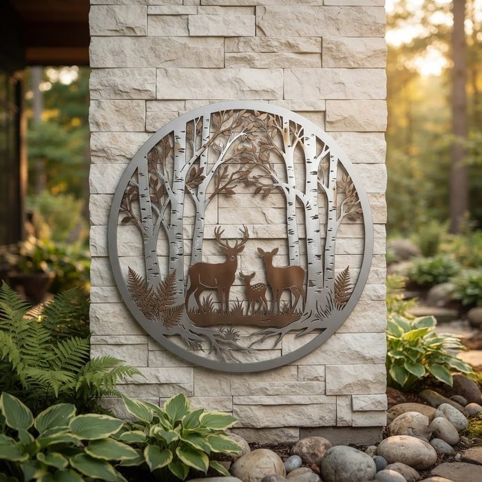 Deer Family Metal Wall Art