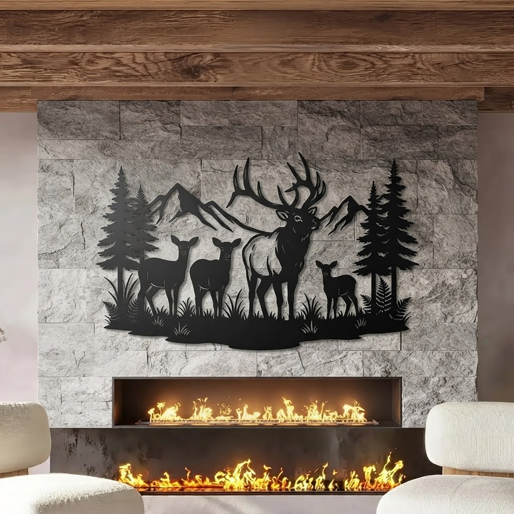 Elk Family Metal Wall Art