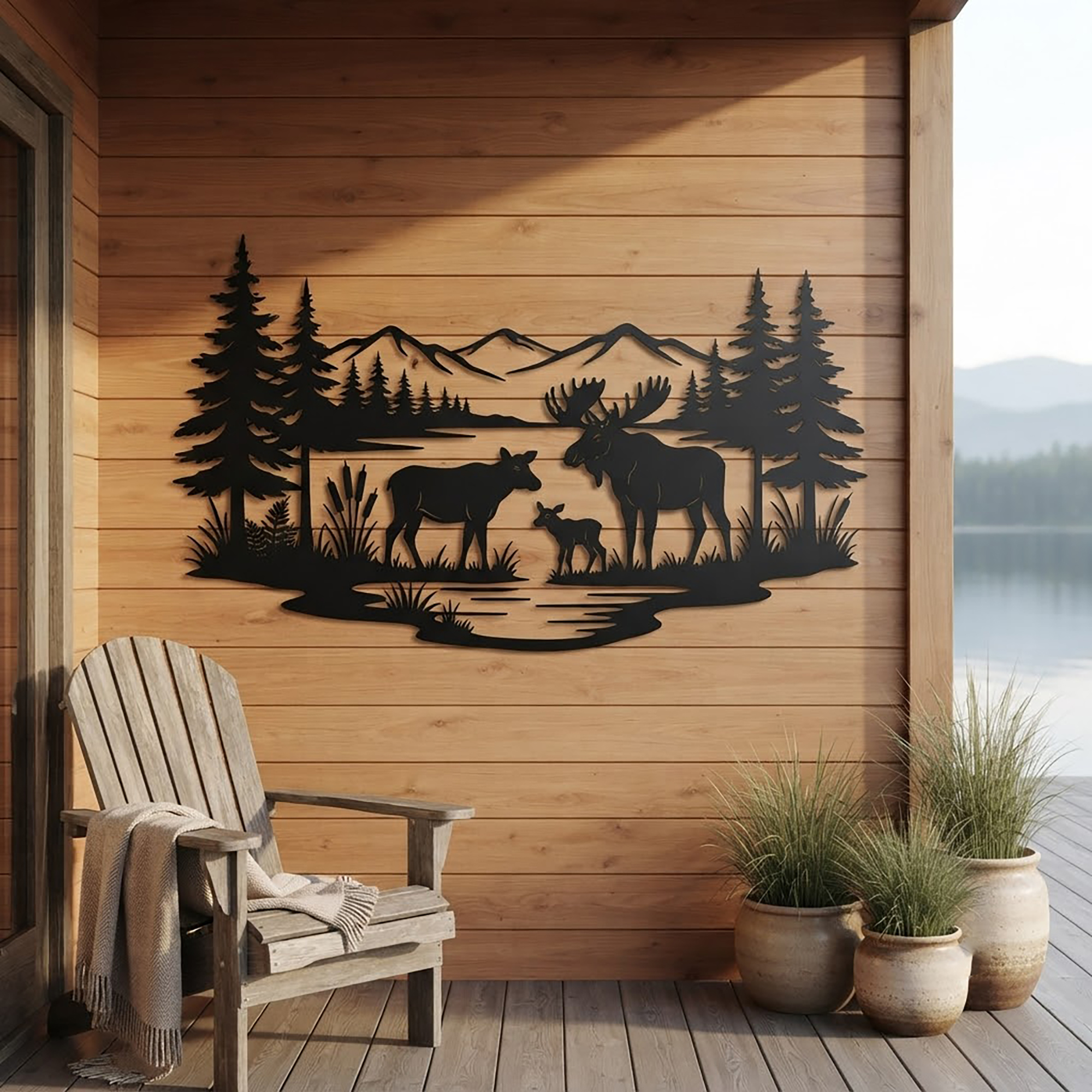 Moose Family Metal Wall Art