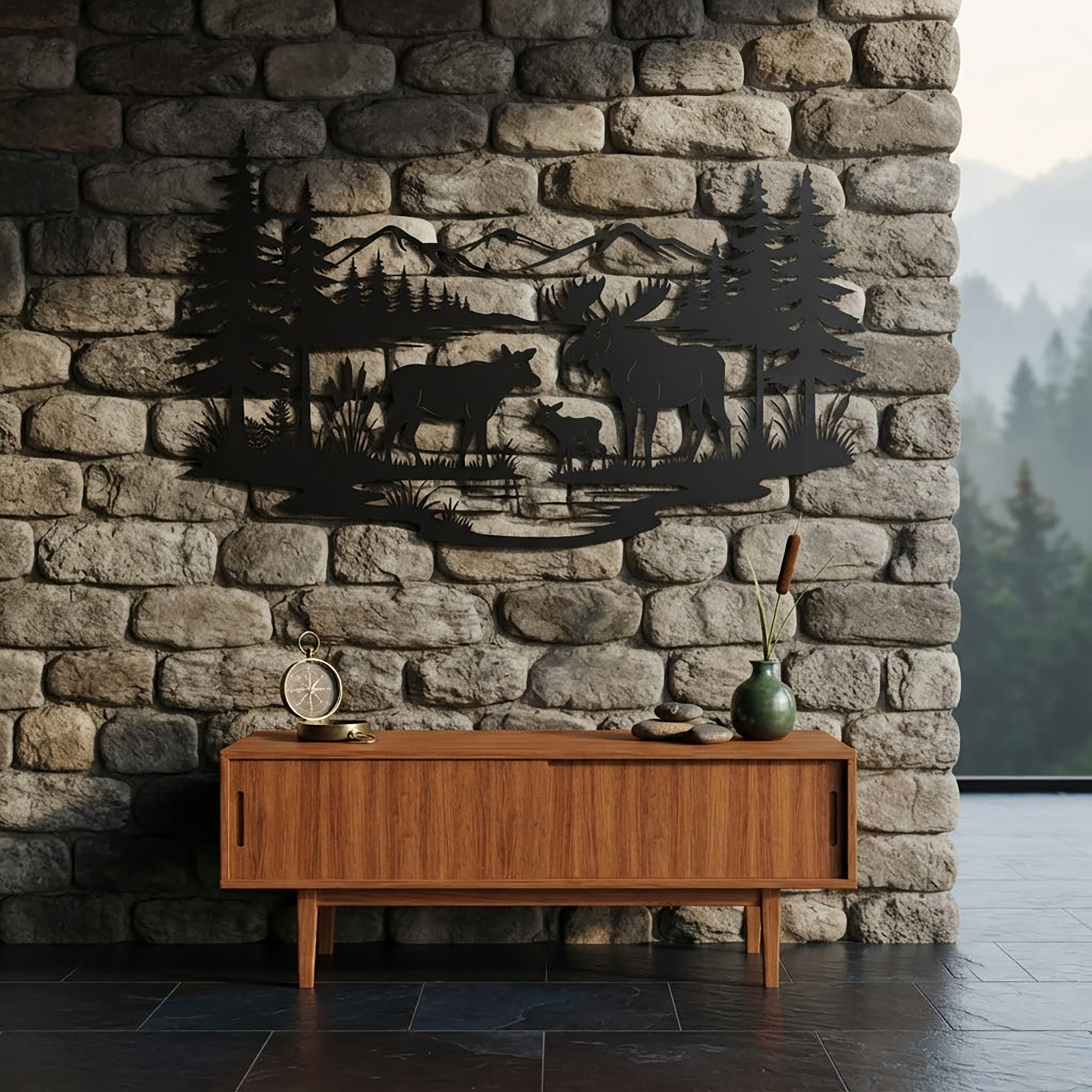 Moose Family Metal Wall Art - product view 2