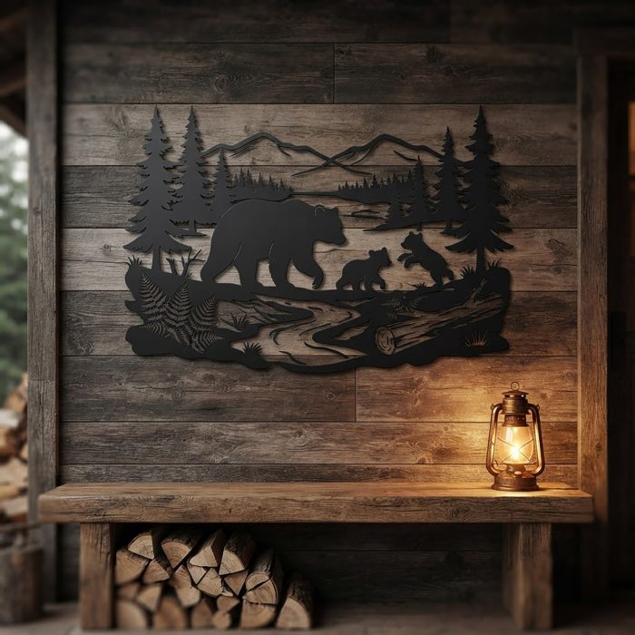 Bear Family Metal Wall Art
