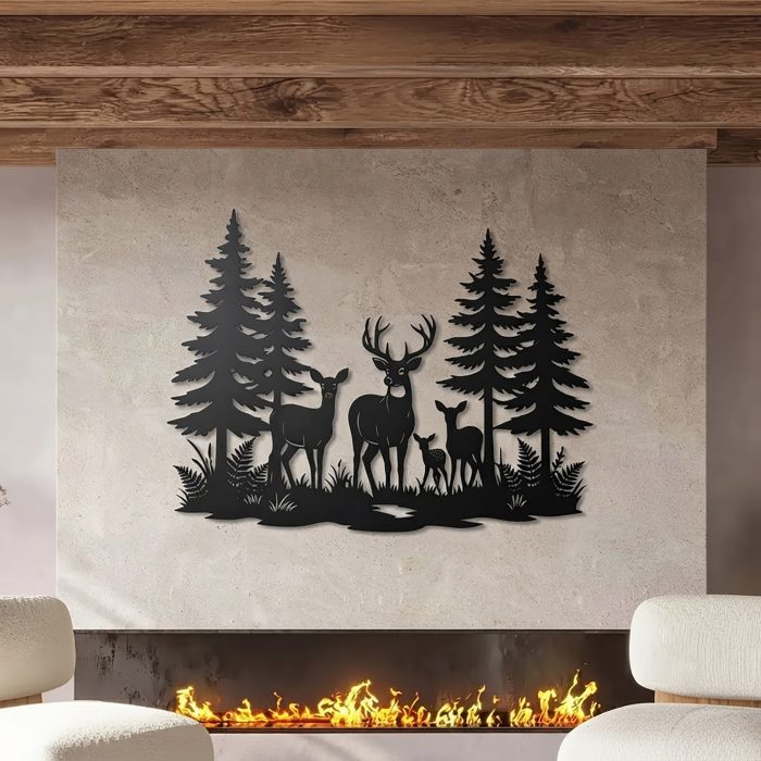 Deer Family Metal Wall Art
