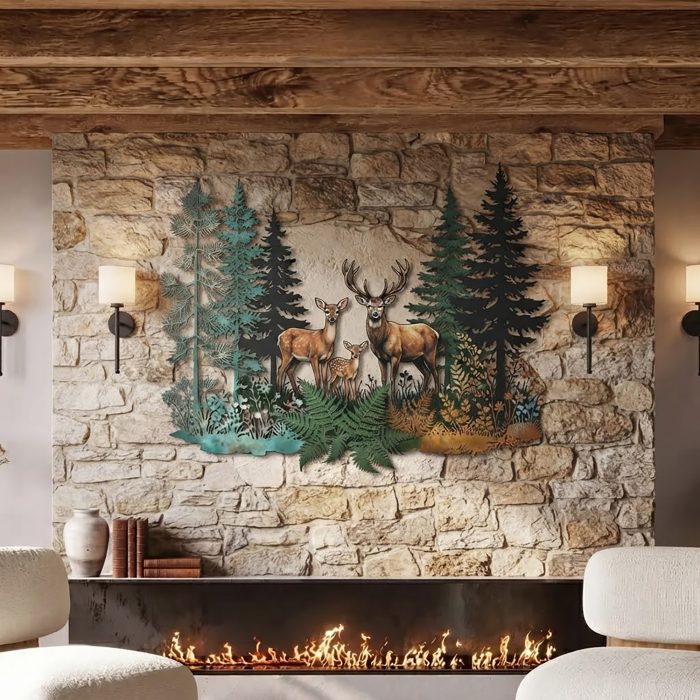 Deer Family Metal Wall Art