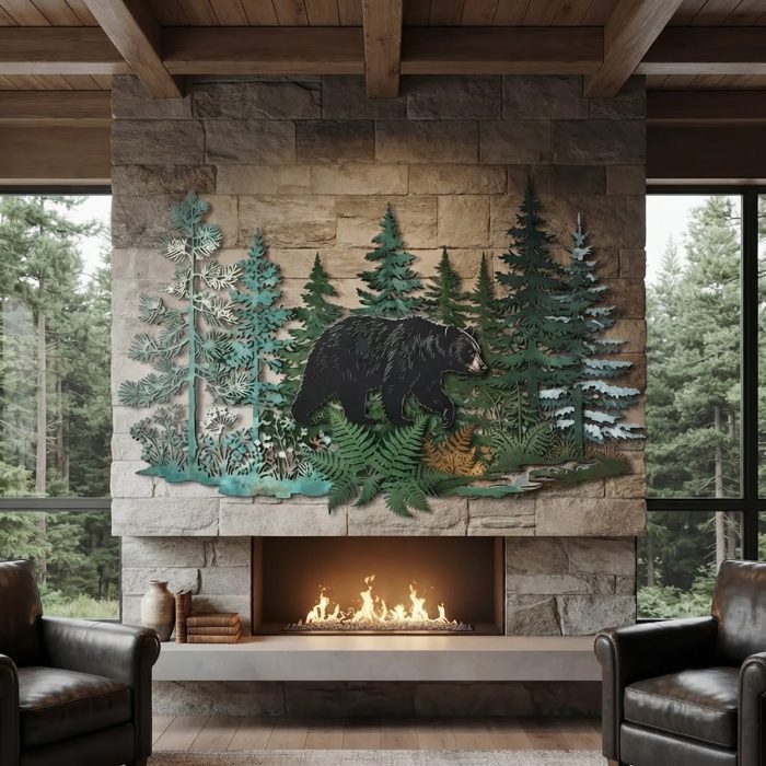 Black Bear Metal Wall Art