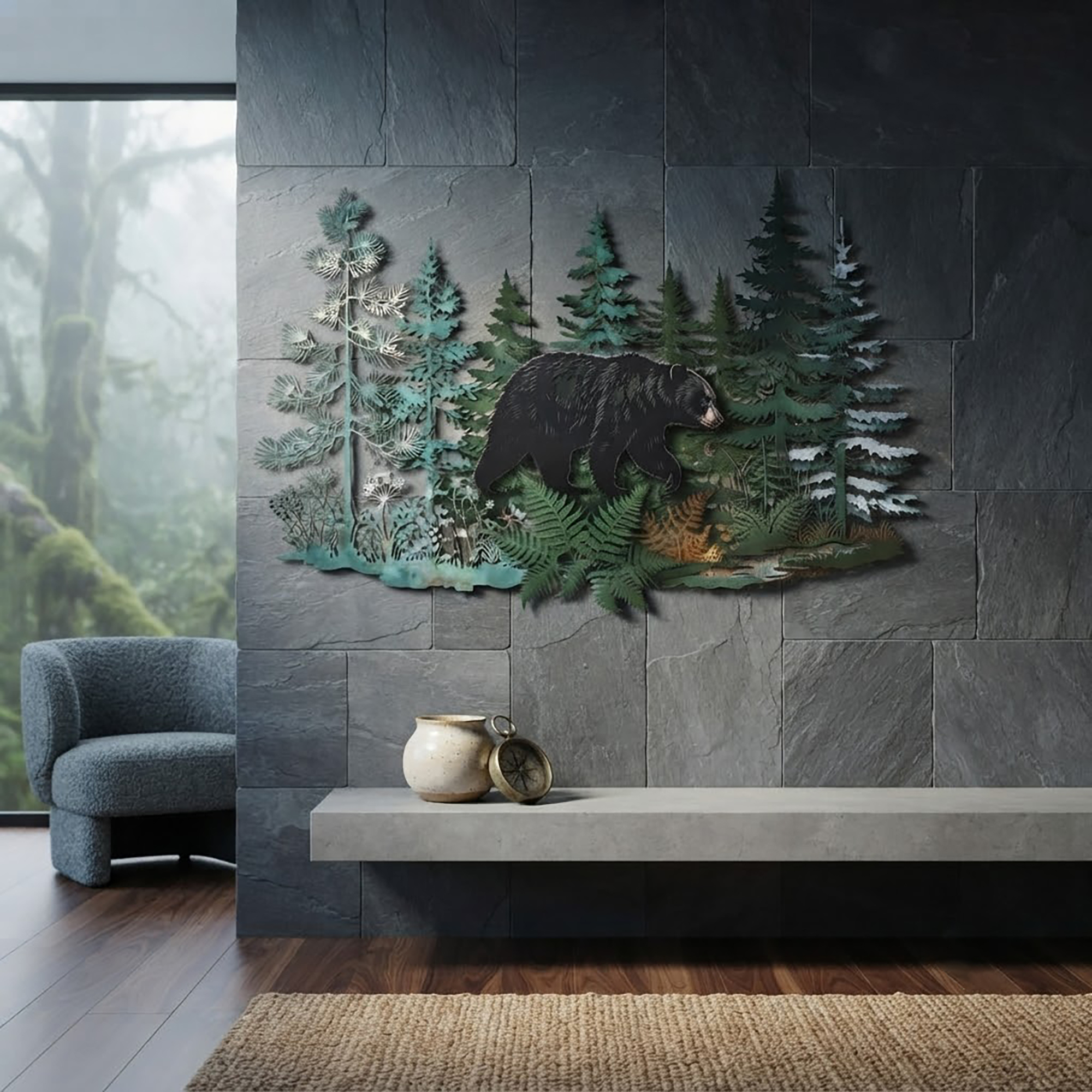 Black Bear Metal Wall Art - product view 2