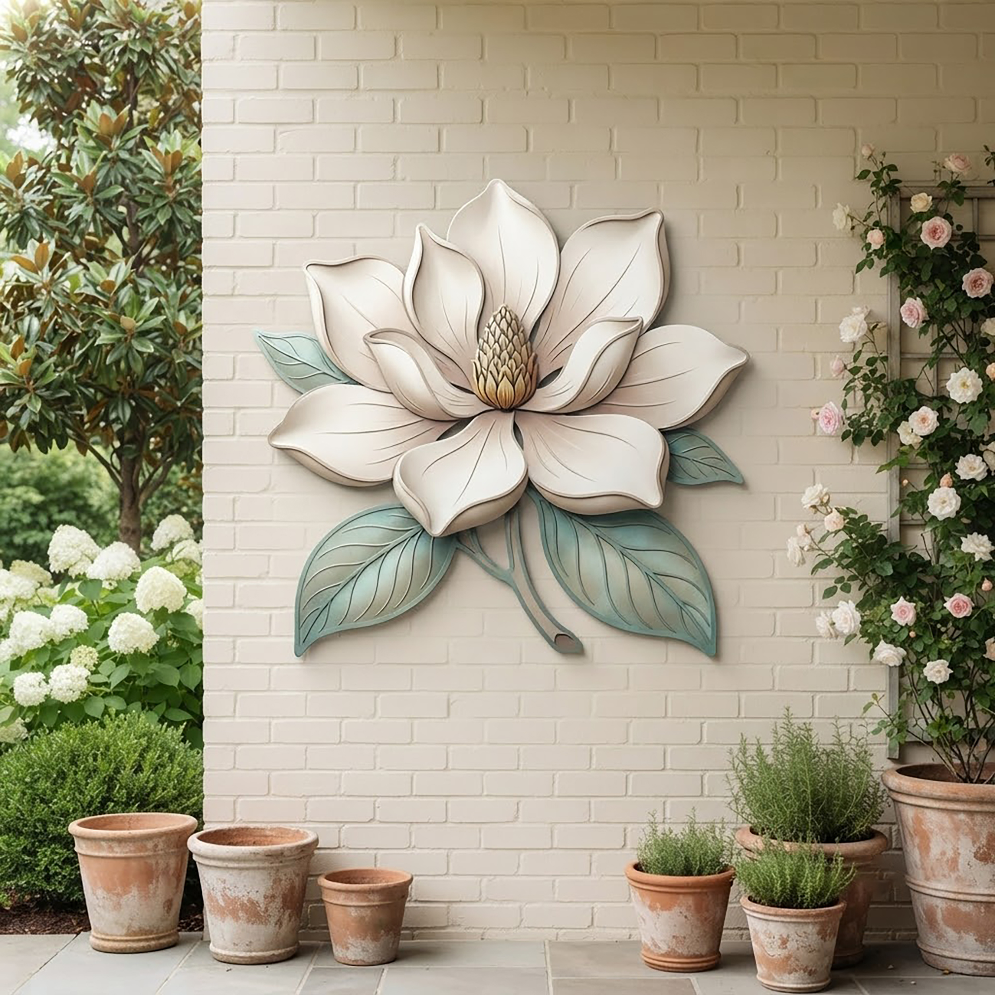 Magnolia Flower Metal Wall Art