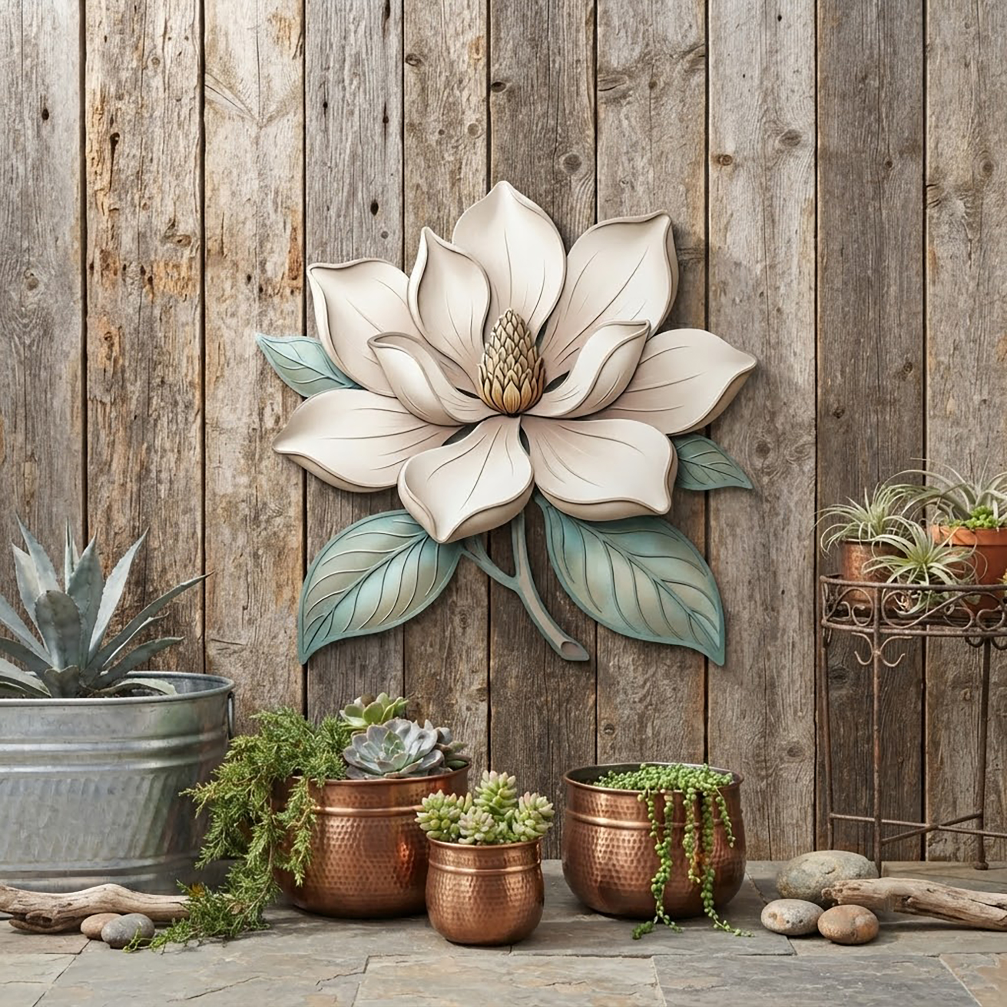 Magnolia Flower Metal Wall Art - product view 2