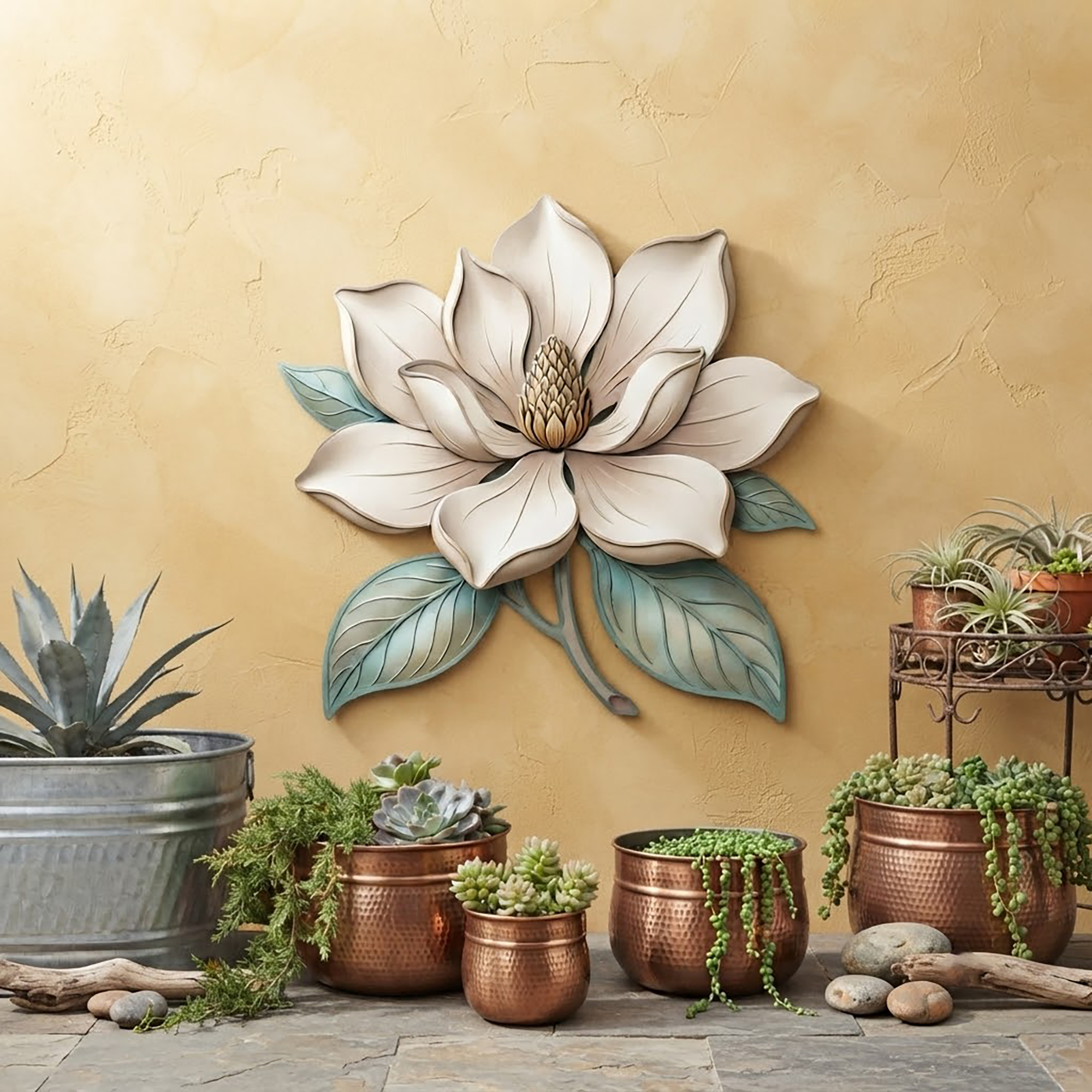 Magnolia Flower Metal Wall Art - product view 3