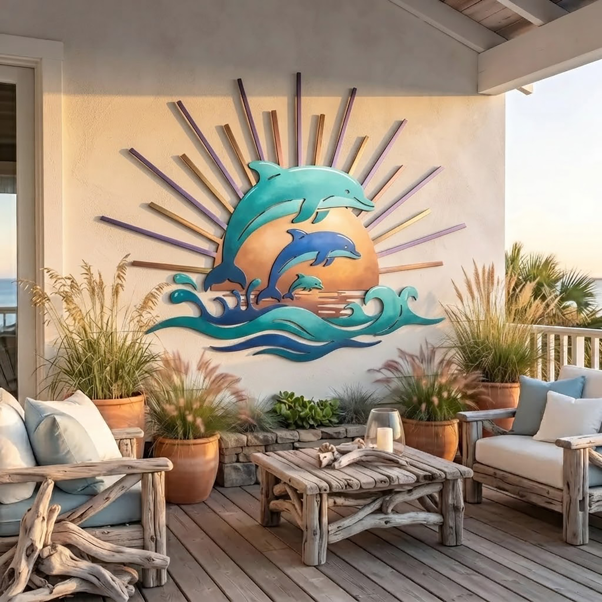 Dolphin Family Metal Wall Art