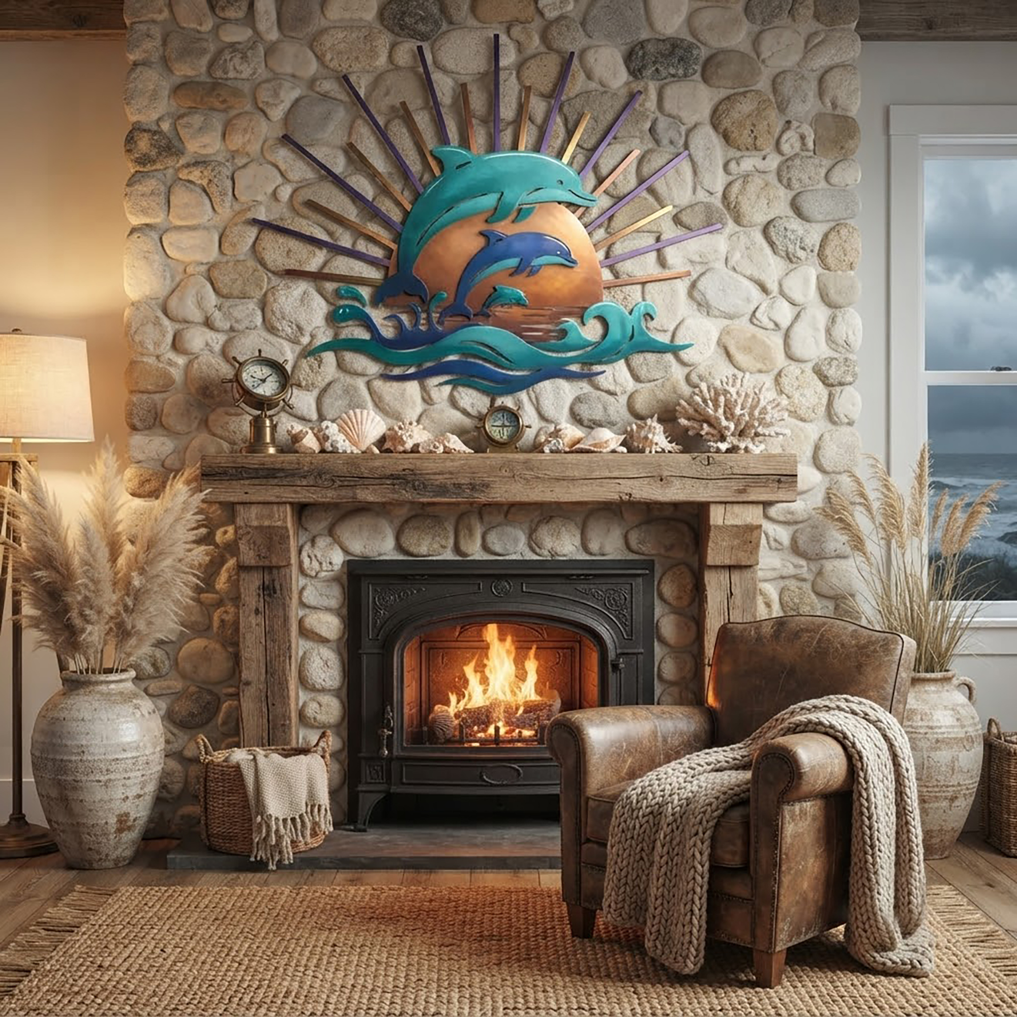 Dolphin Family Metal Wall Art - product view 2