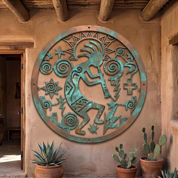 Round Kokopelli Metal Wall Art