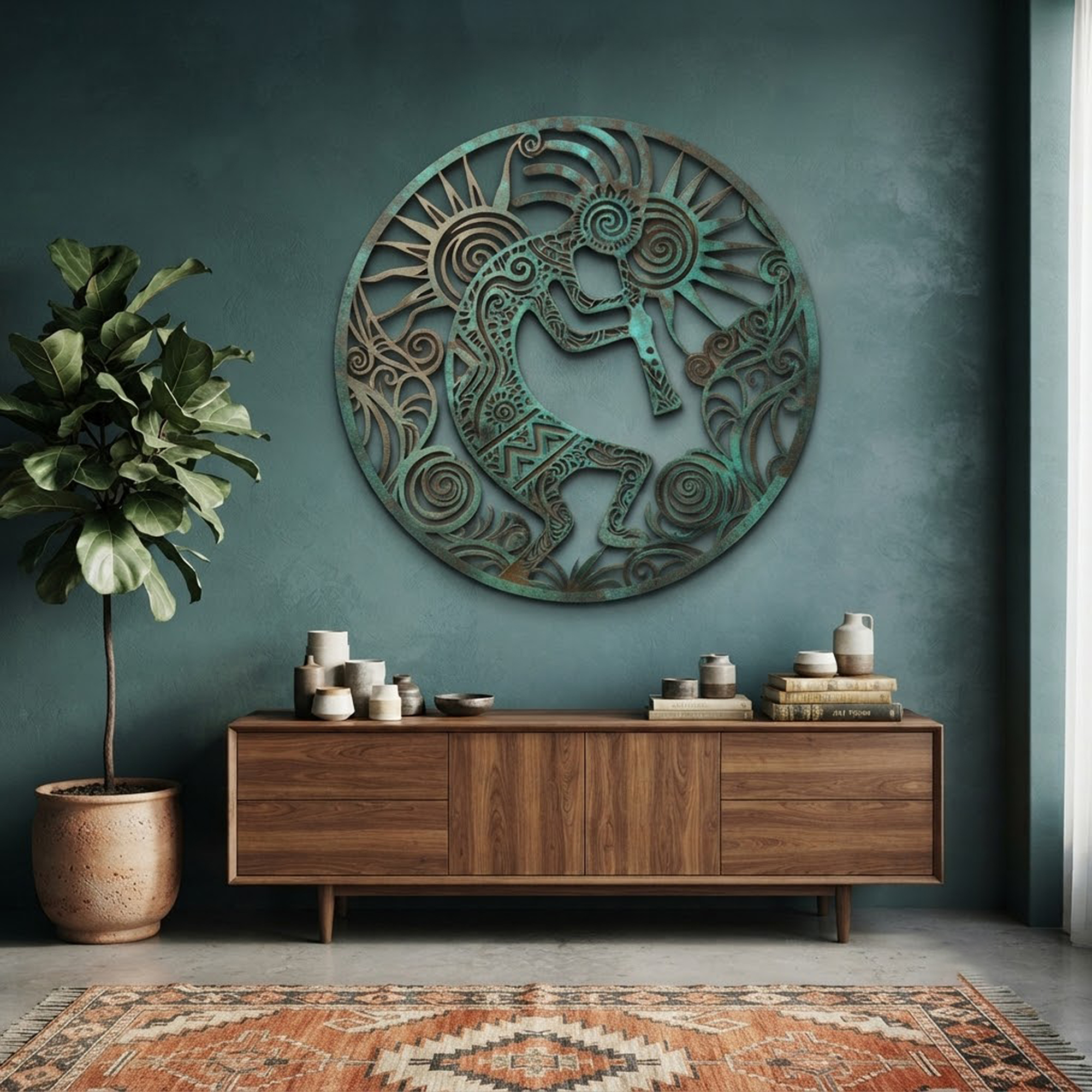 Round Kokopelli Metal Wall Art - product view 2