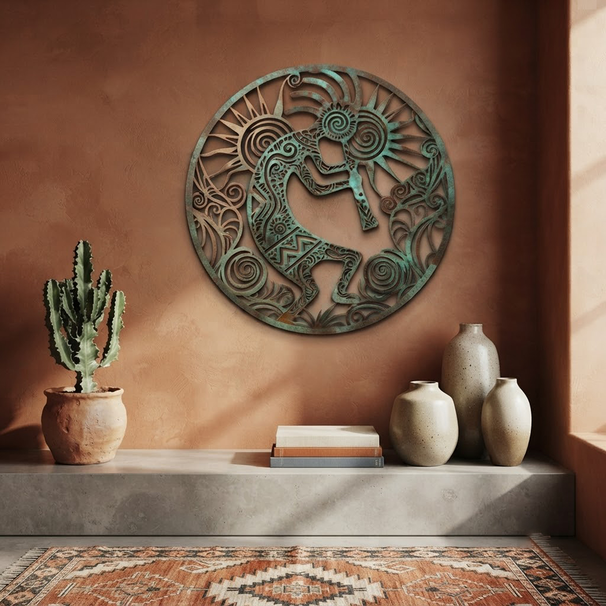 Round Kokopelli Metal Wall Art - product view 3