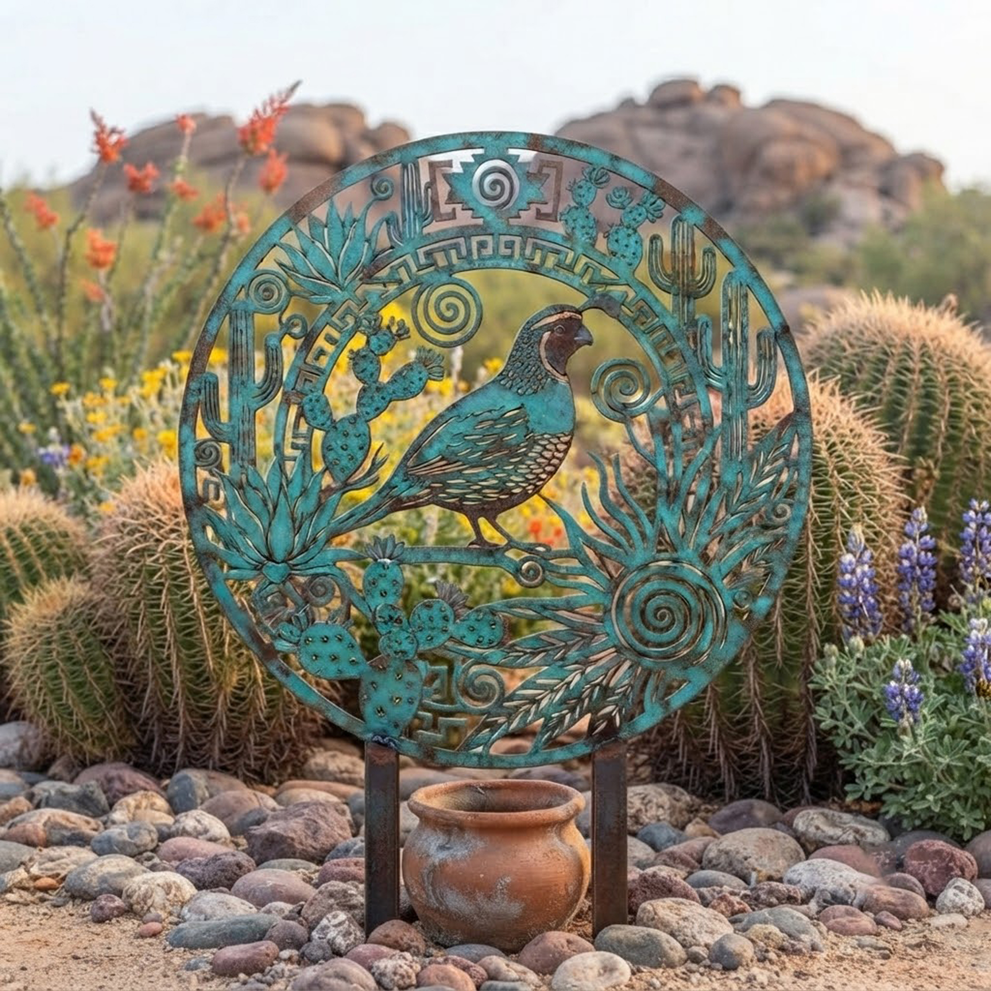 Southwest Quail Metal Garden Stake - product view 3