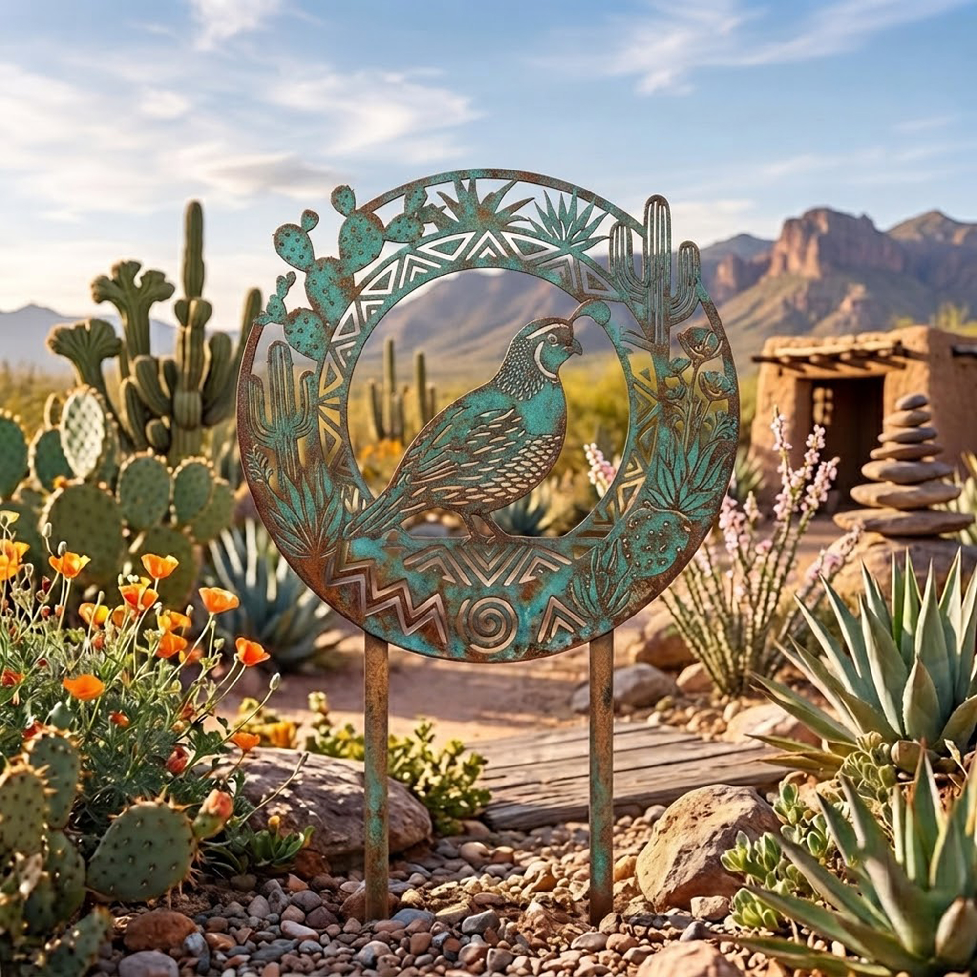 Southwest Quail Garden Stake