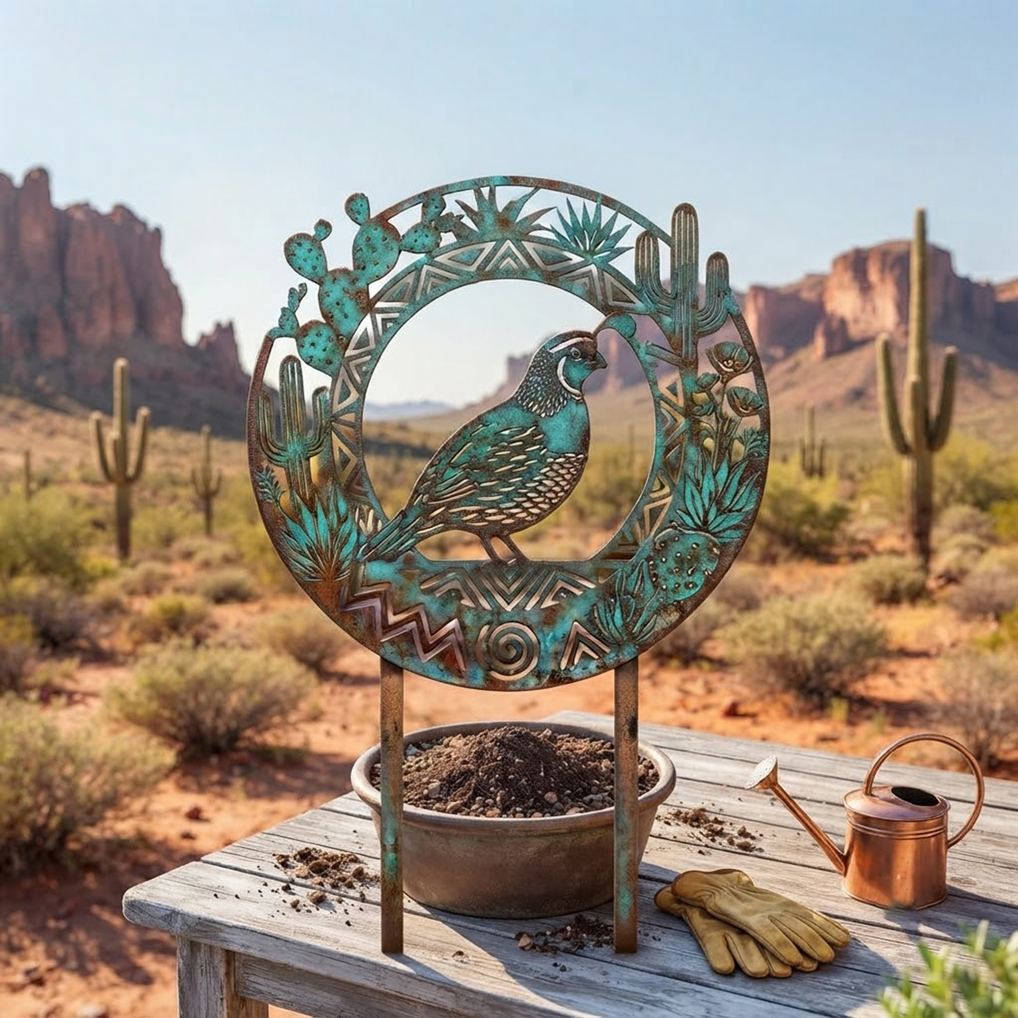 Southwest Quail Garden Stake - product view 3