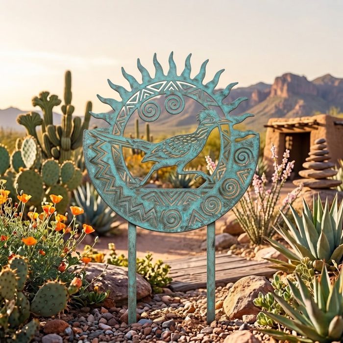 Southwest Roadrunner Metal Garden Stake