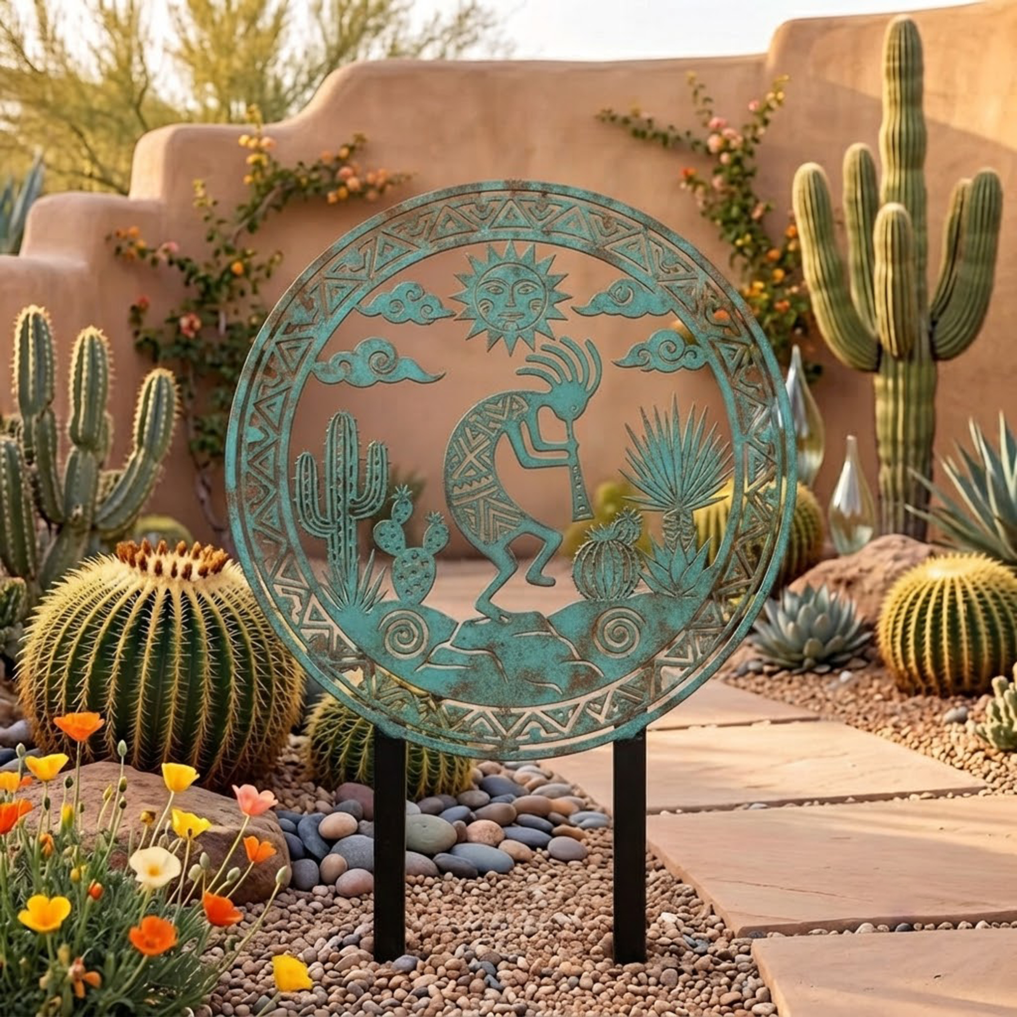 Southwest Kokopelli Metal Garden Stake