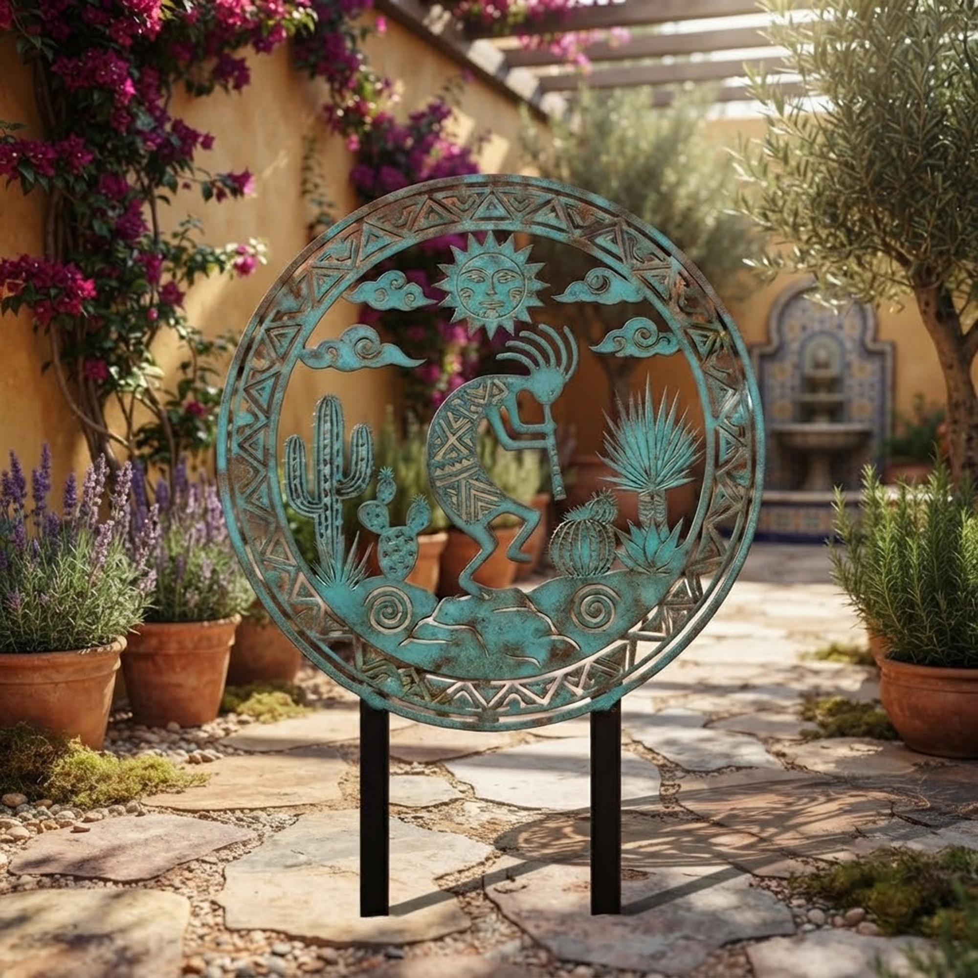 Southwest Kokopelli Metal Garden Stake - product view 3