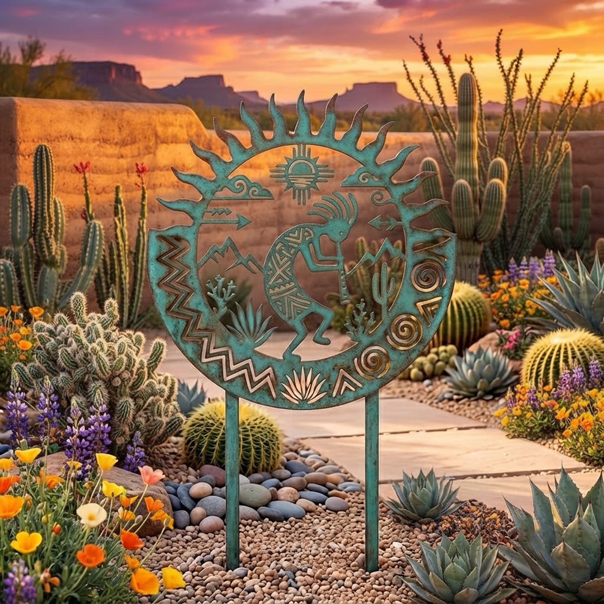 Southwest Kokopelli Sun Garden Stake