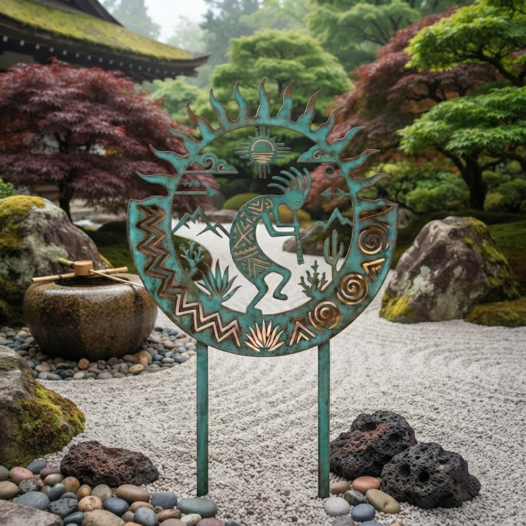Southwest Kokopelli Sun Garden Stake - product view 2