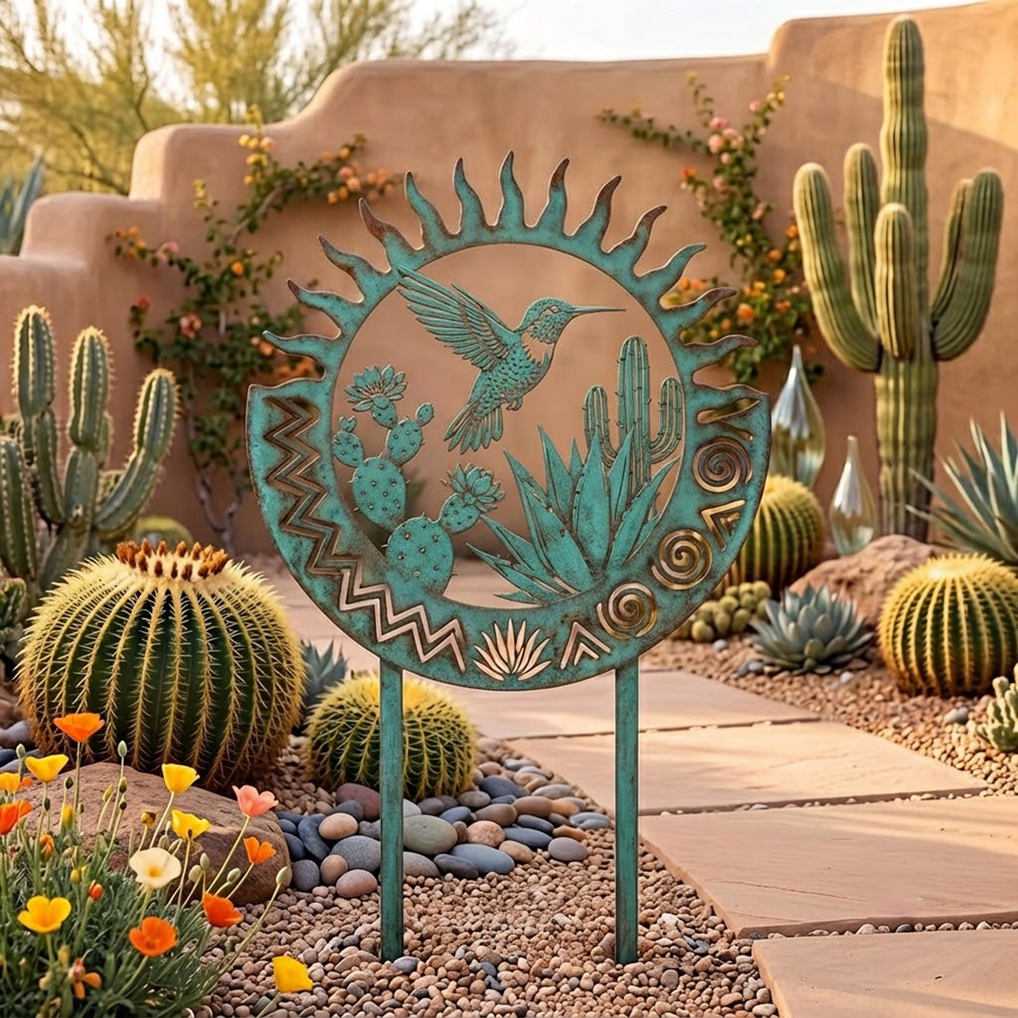 Southwest Hummingbird Garden Stake