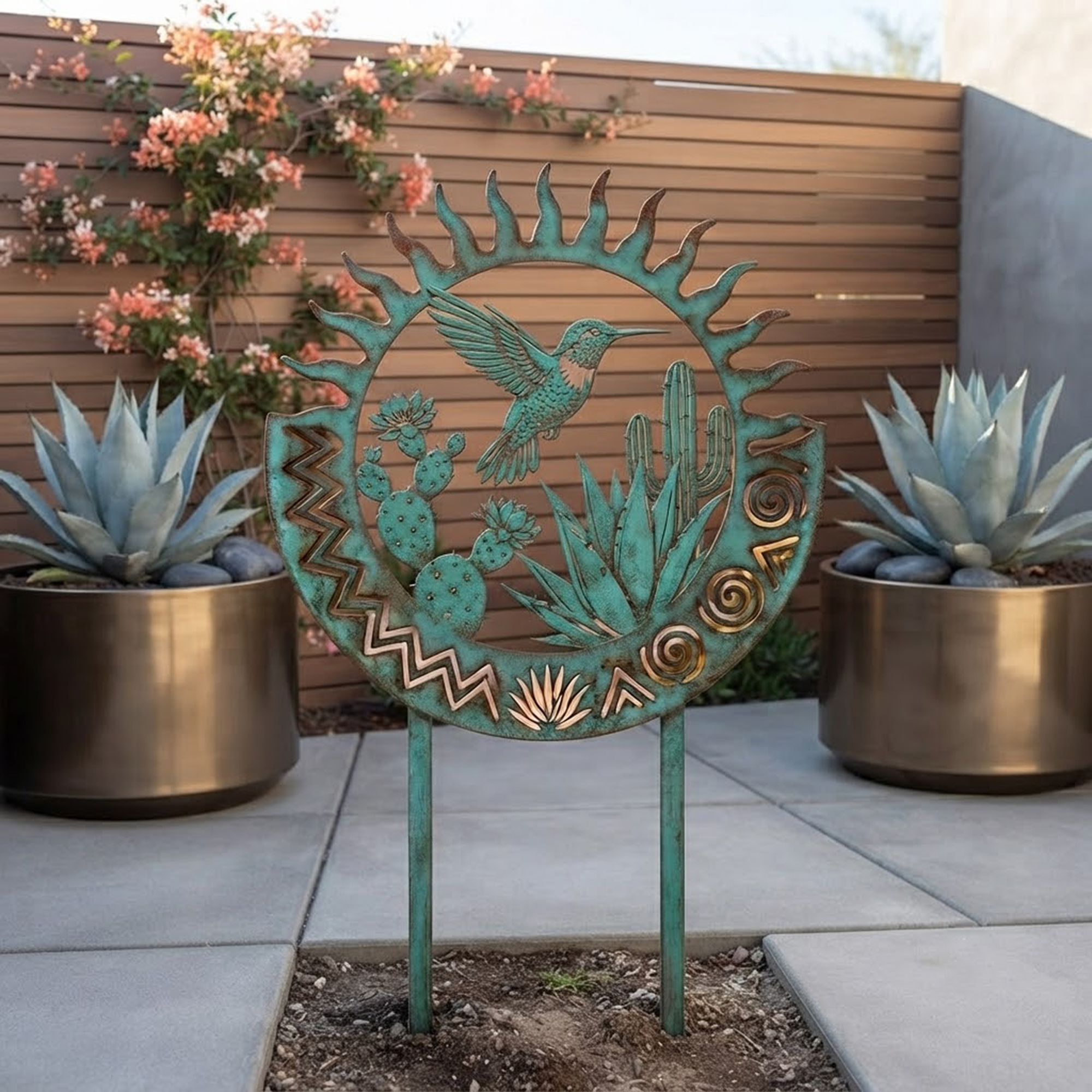 Southwest Hummingbird Garden Stake - product view 2