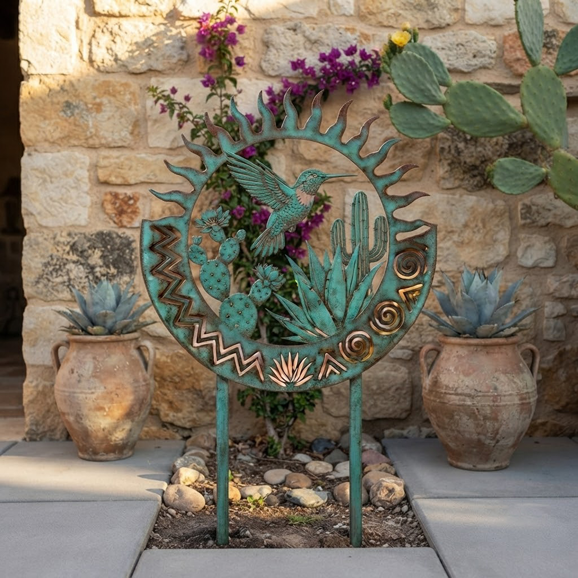 Southwest Hummingbird Garden Stake - product view 3