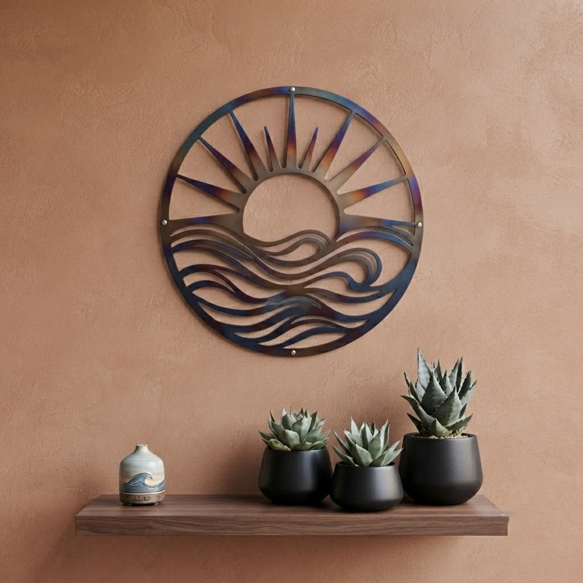 Modern Ocean Wave Metal Wall Art - product view 2