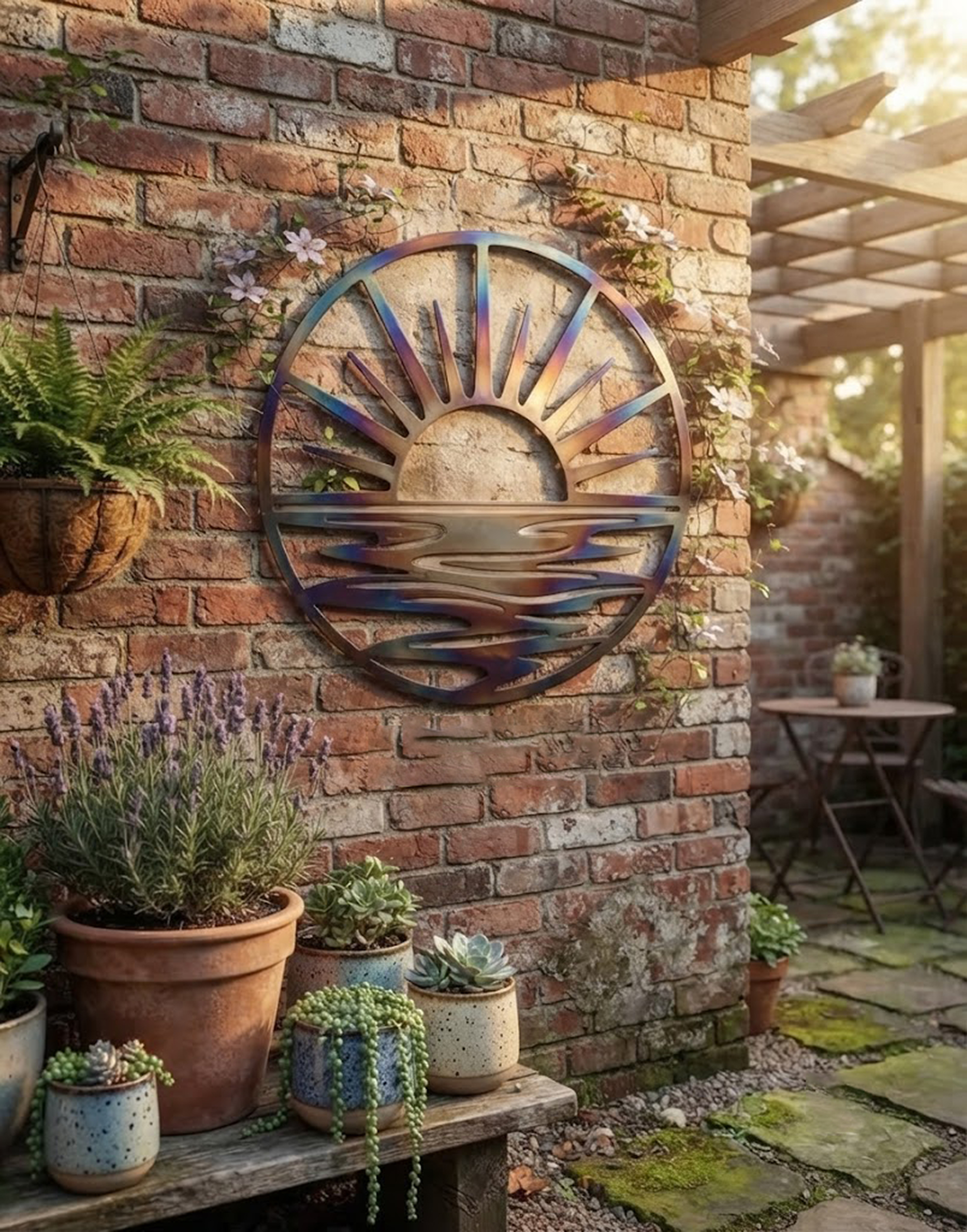 Modern Sunrise Metal Wall Art - product view 2