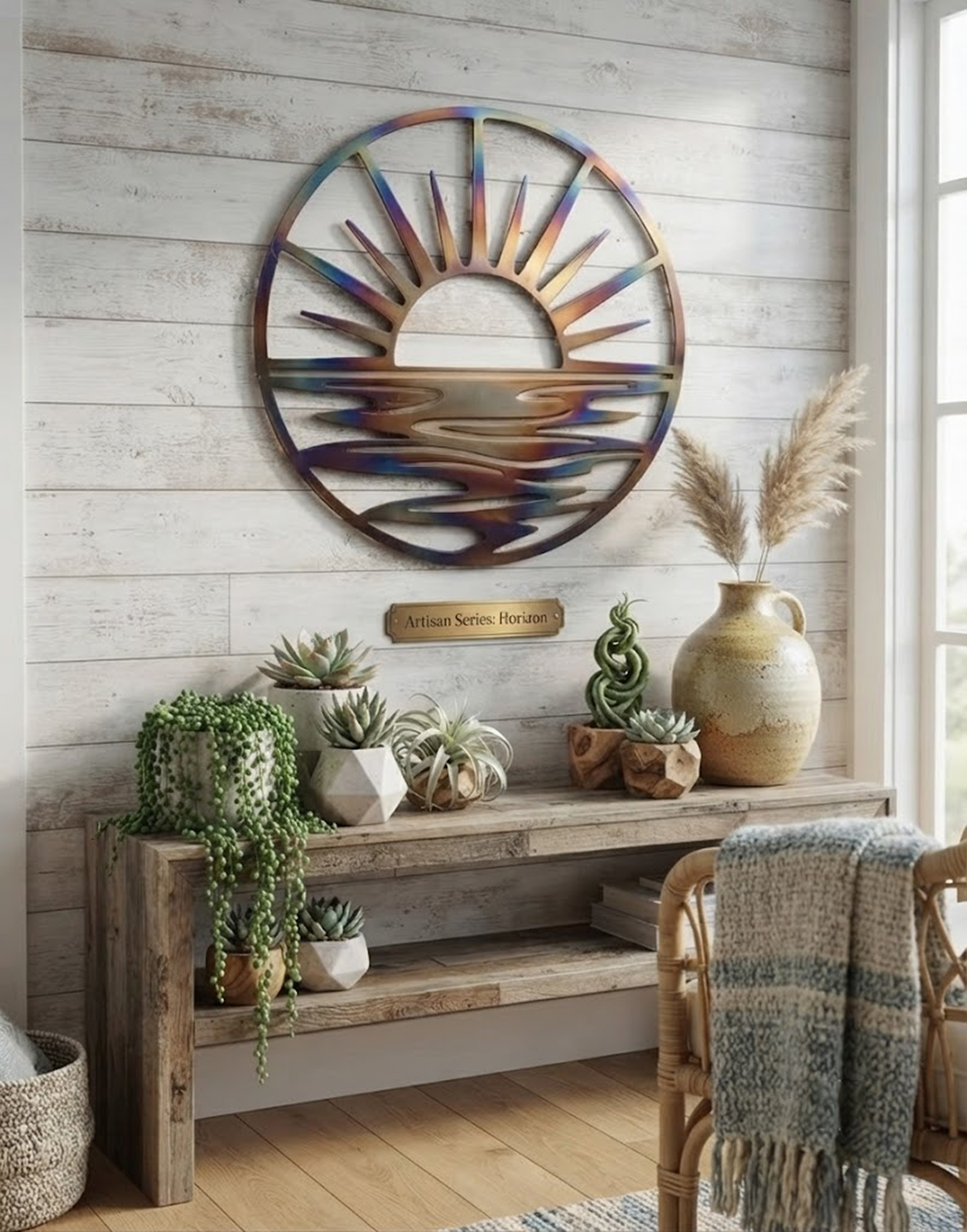 Modern Sunrise Metal Wall Art - product view 3
