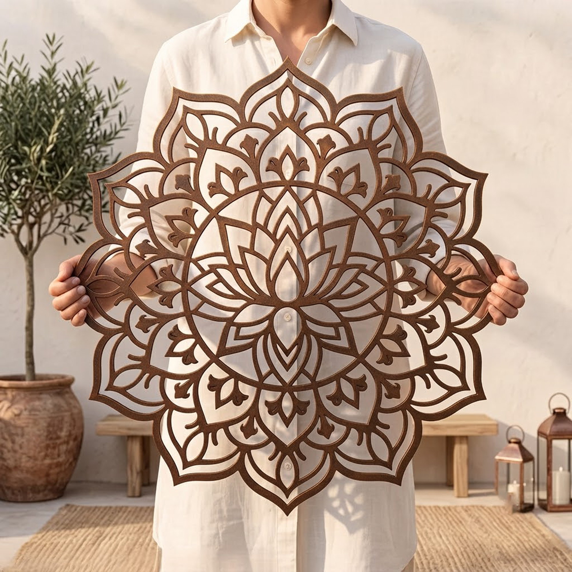 Lotus Mandala Metal Wall Art - product view 2