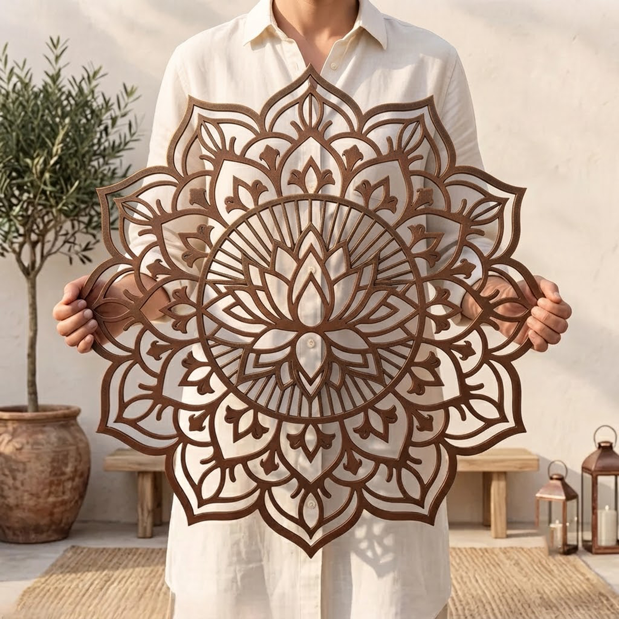 Lotus Mandala Metal Wall Art - product view 2
