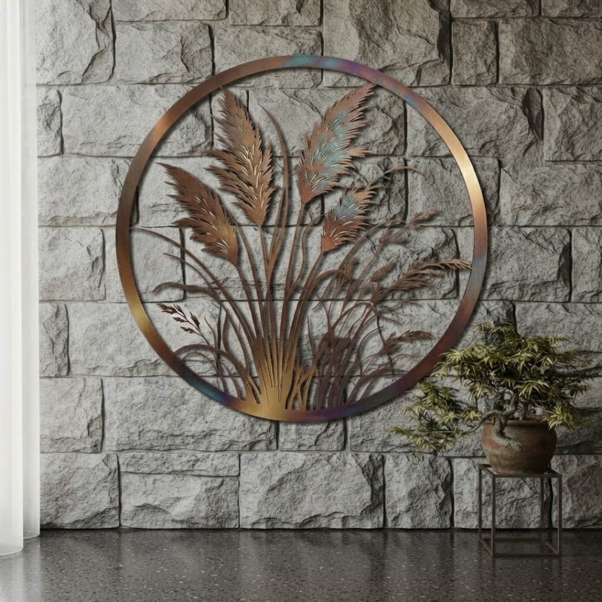 Pampas Grass Metal Wall Art - product view 3