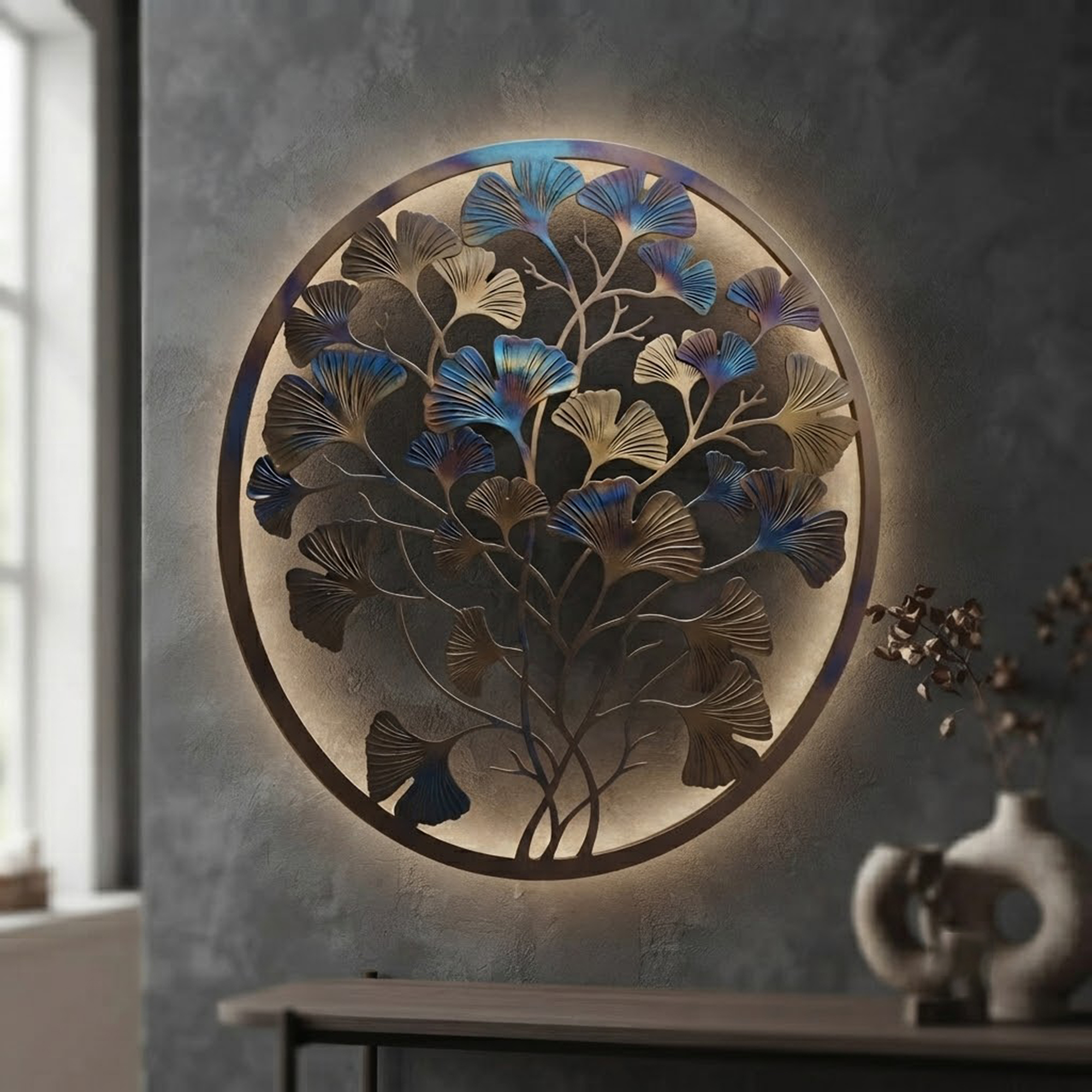 Ginkgo Tree Metal Wall Art - product view 3