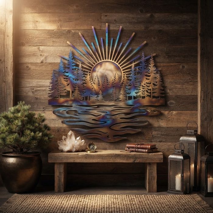 Forest Sunset Metal Wall Art