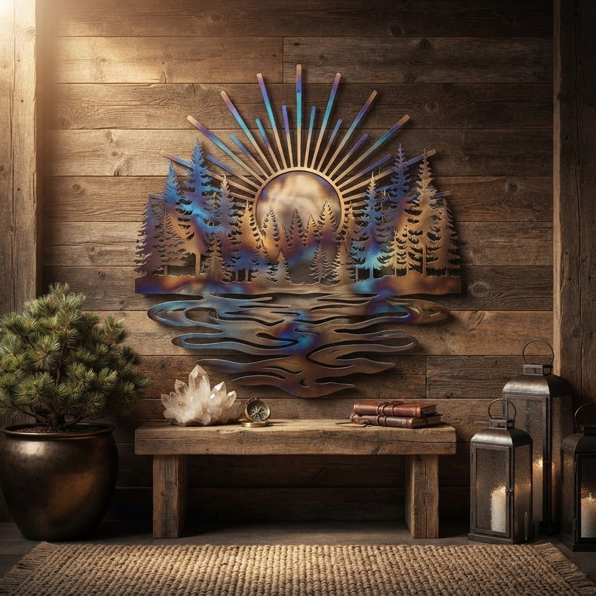 Forest Sunset Metal Wall Art