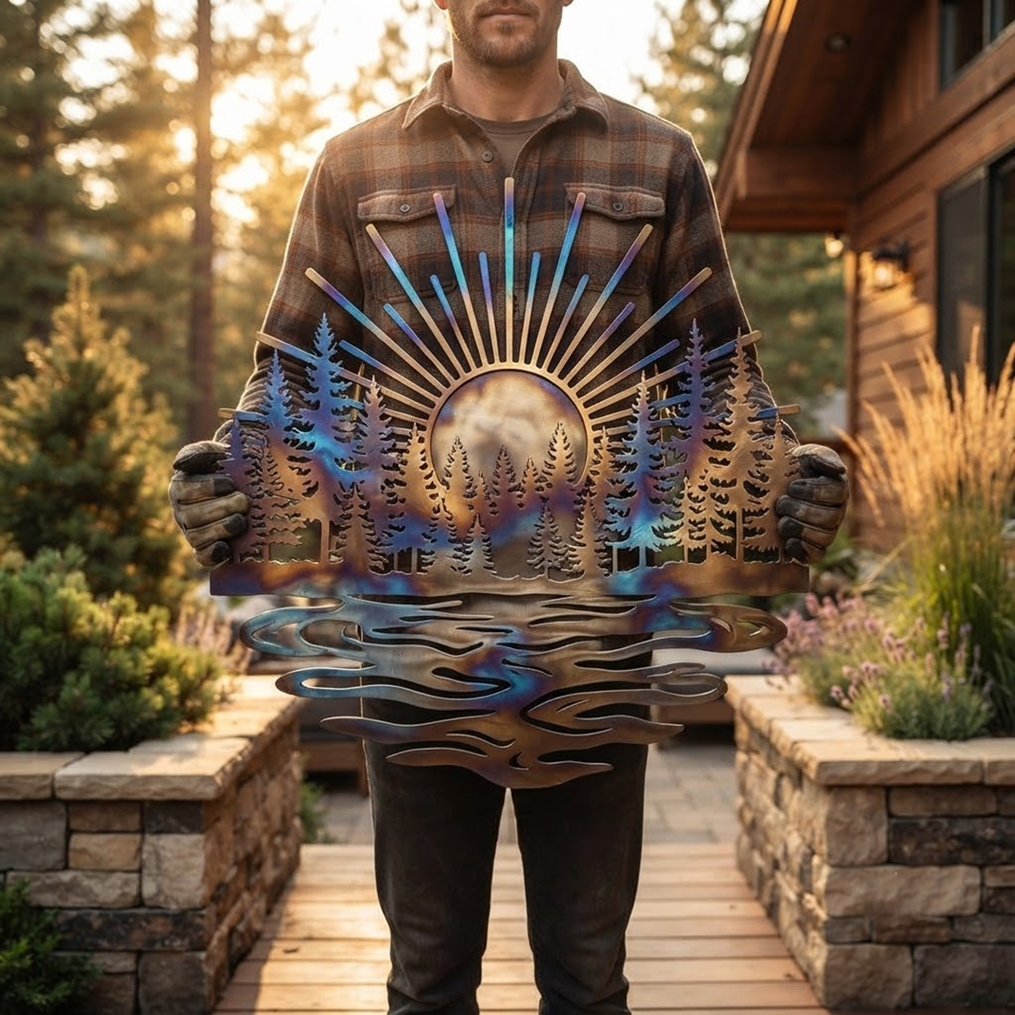 Forest Sunset Metal Wall Art - product view 2